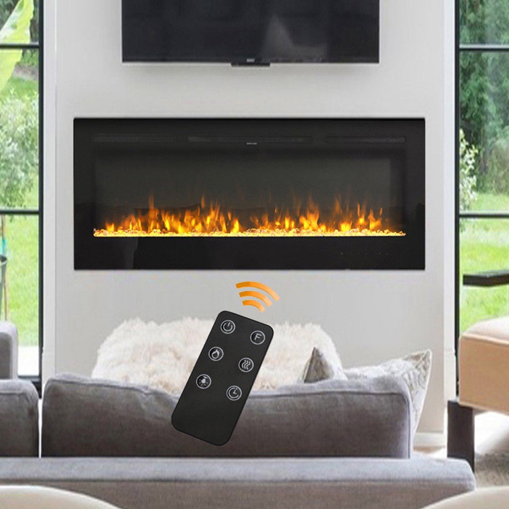 Living and Home Black LED Wall Mounted Electric Fireplace 80 inch Image 3