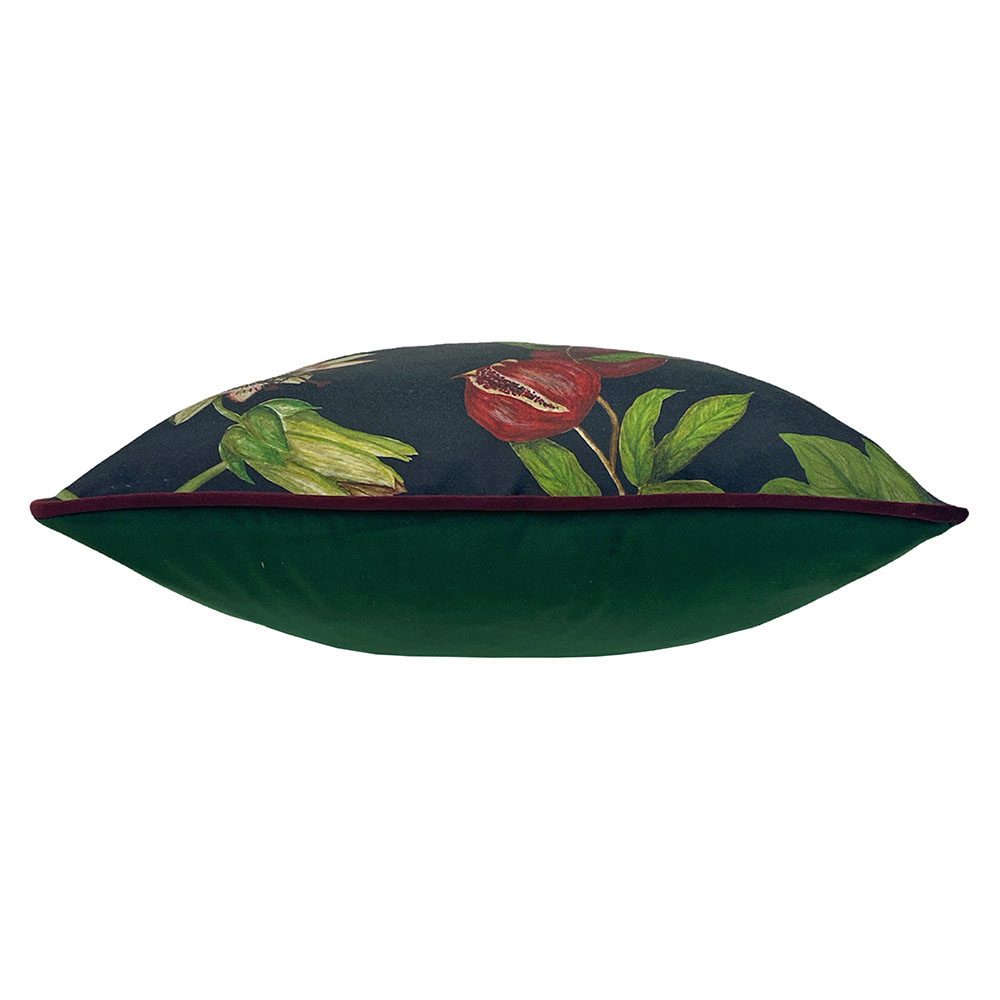 Paoletti Figaro Green Floral Piped Velvet Cushion Image 3