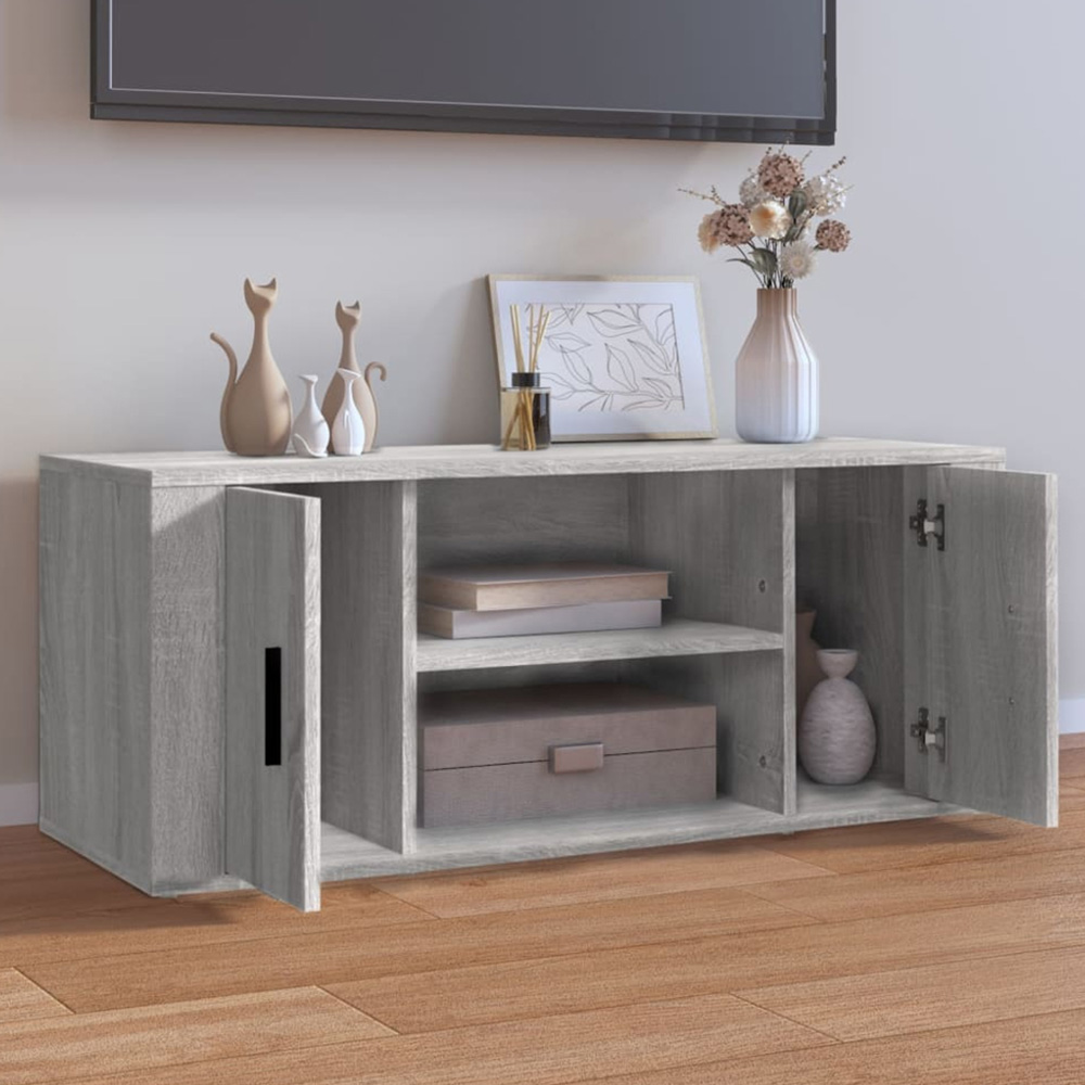 vidaXL 2 Door 2 Shelf Grey Sonoma TV Cabinet Image 1