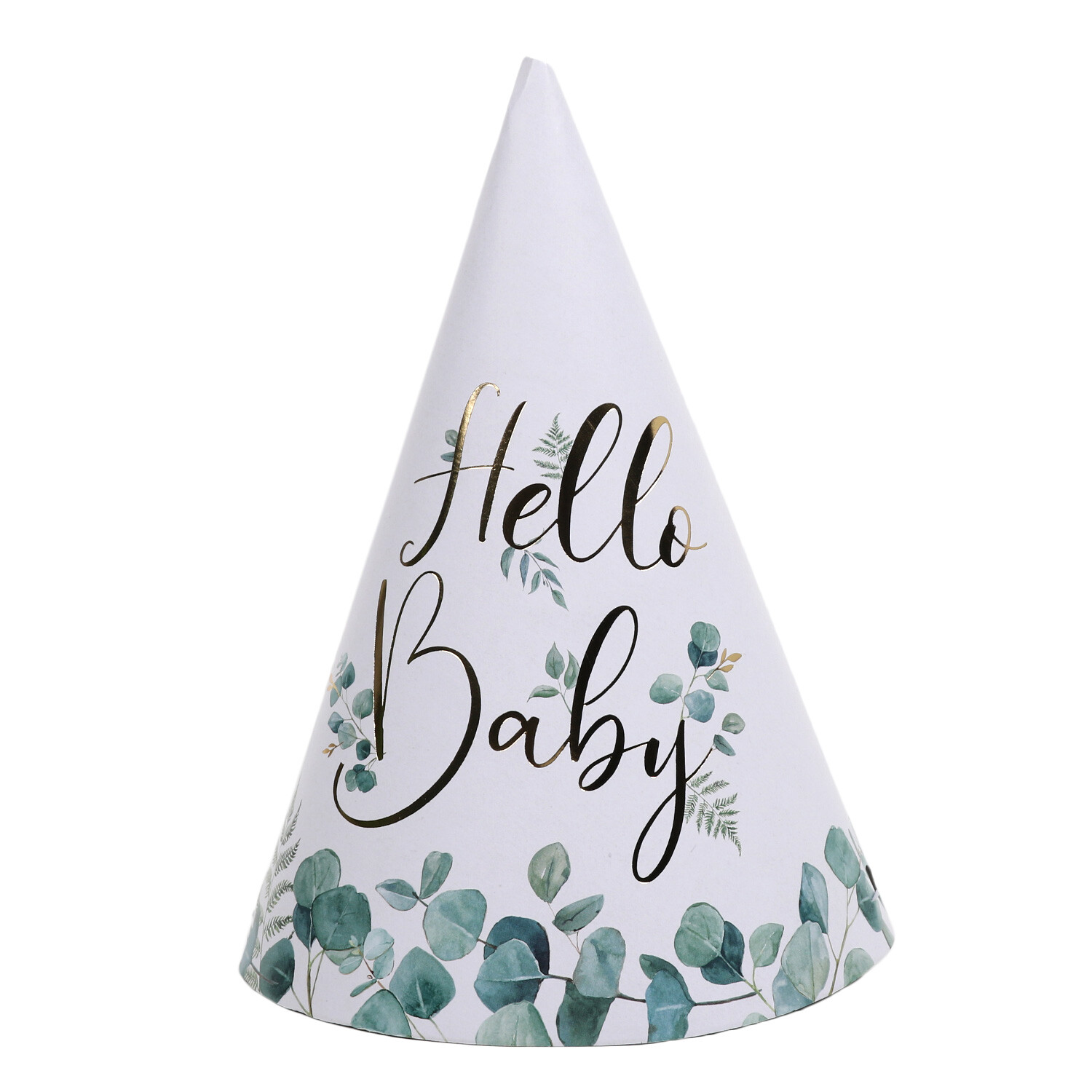 Pack of 8 Hello Baby Party Hats - Green Image