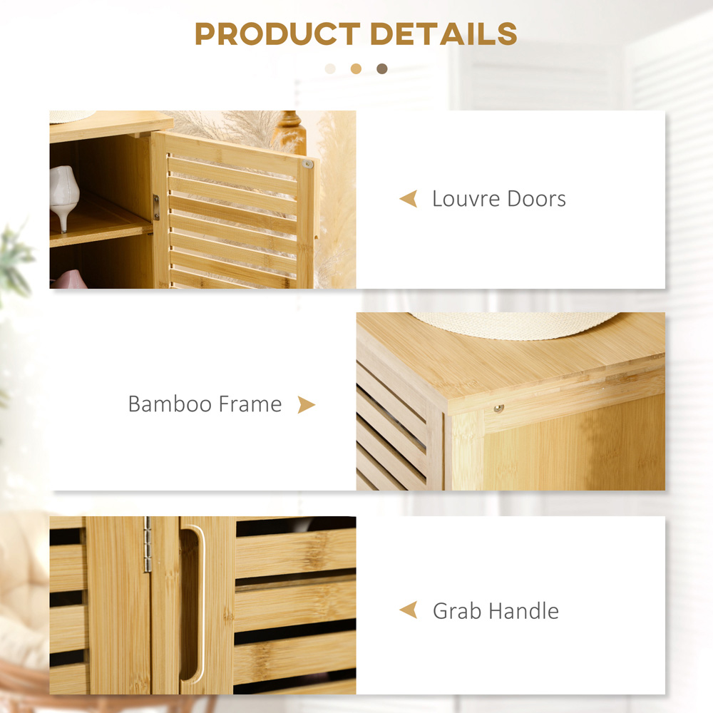 Portland 3 Door Natural Rustic Adjustable Slatted Shoe Cabinet Image 6