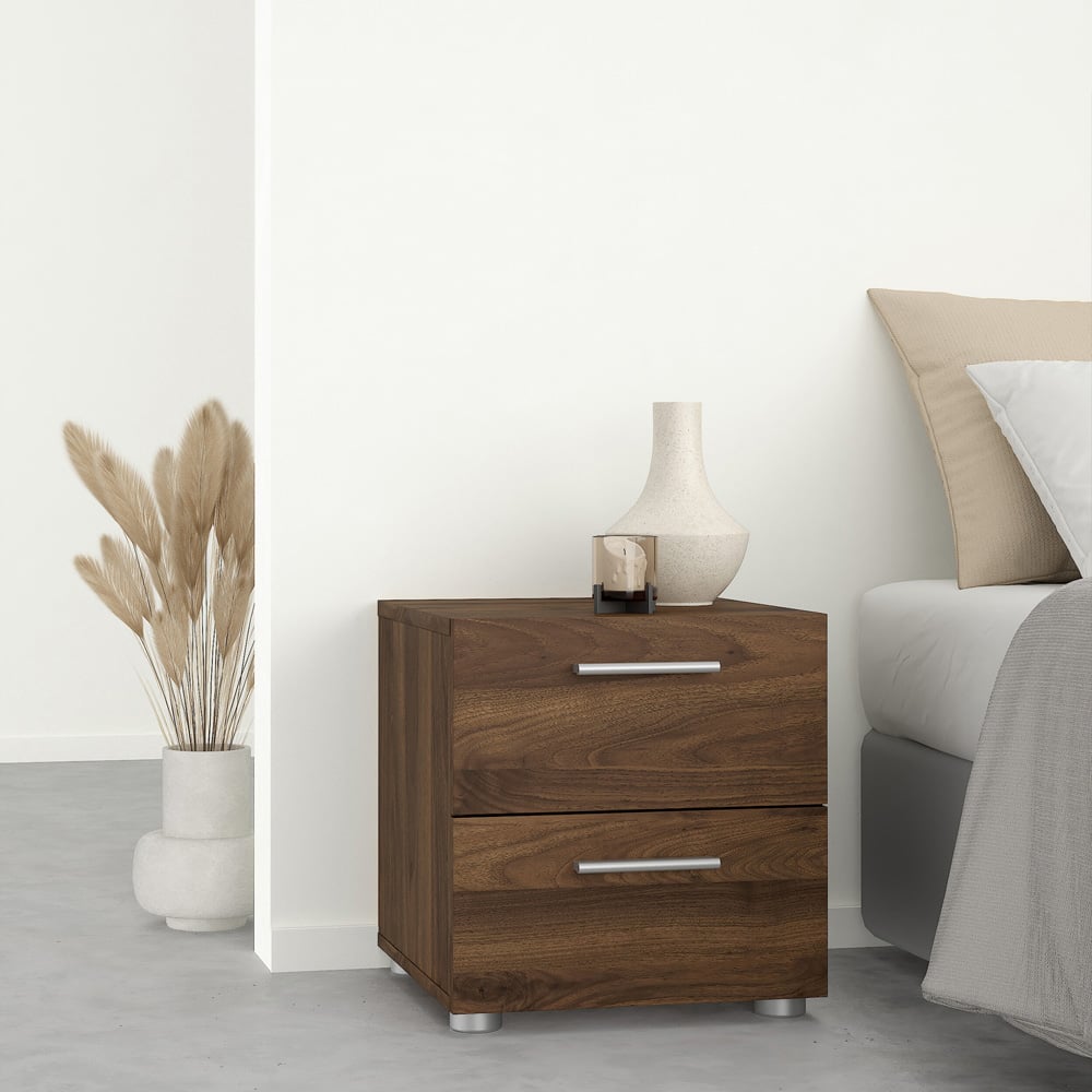 Florence 2 Drawer Walnut Bedside Table Image 6