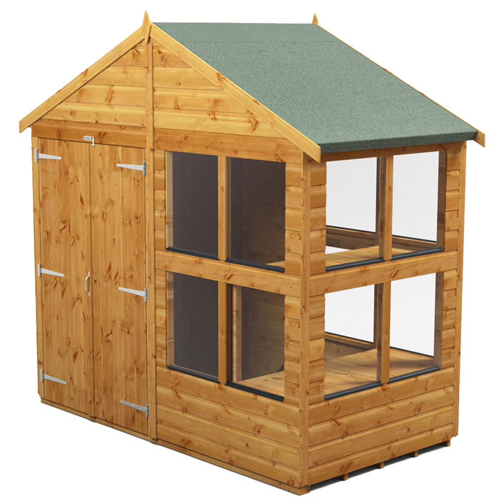 Power 4 x 8ft Apex Potting Shed with Double Doors Image 1