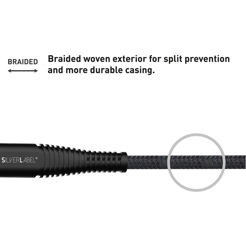 SilverLabel Black USB-C to USB-C Braided Cable 2m Image 4