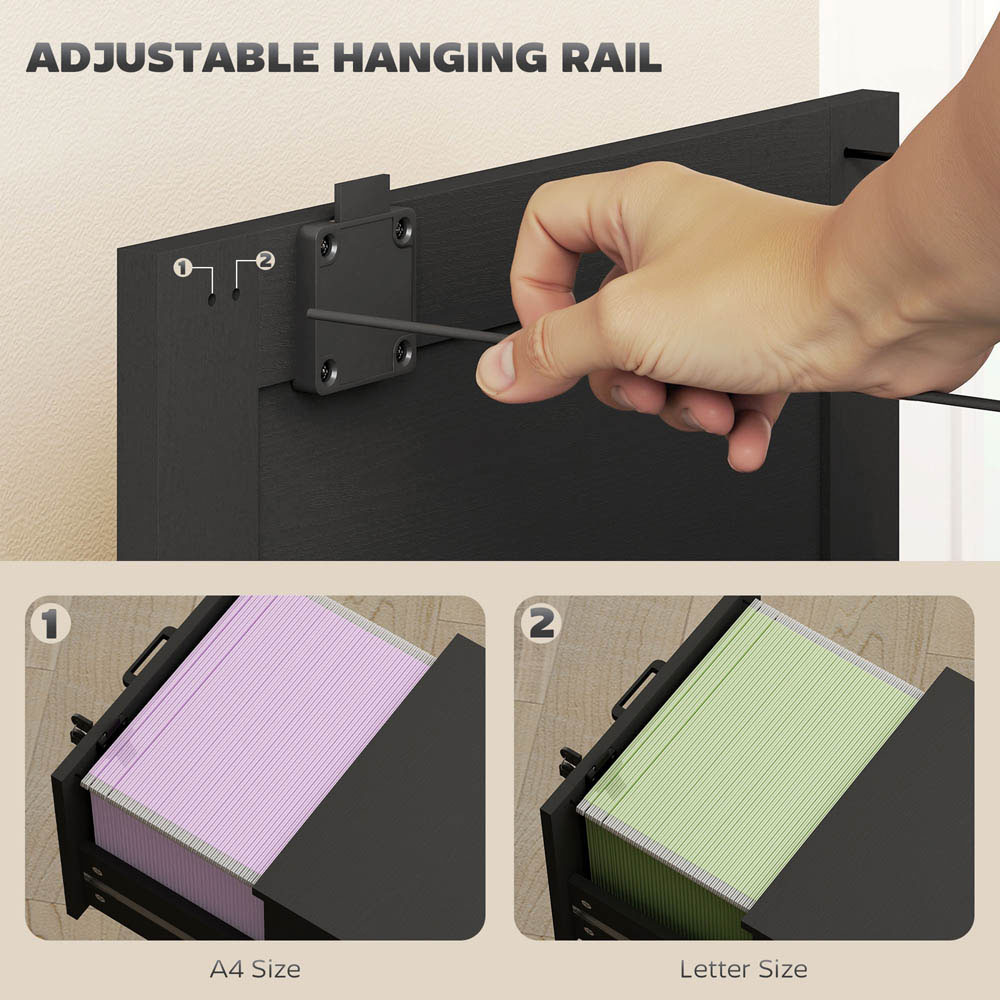 Portland 3 Drawer Black Lockable Filing Cabinet with Keys Image 8