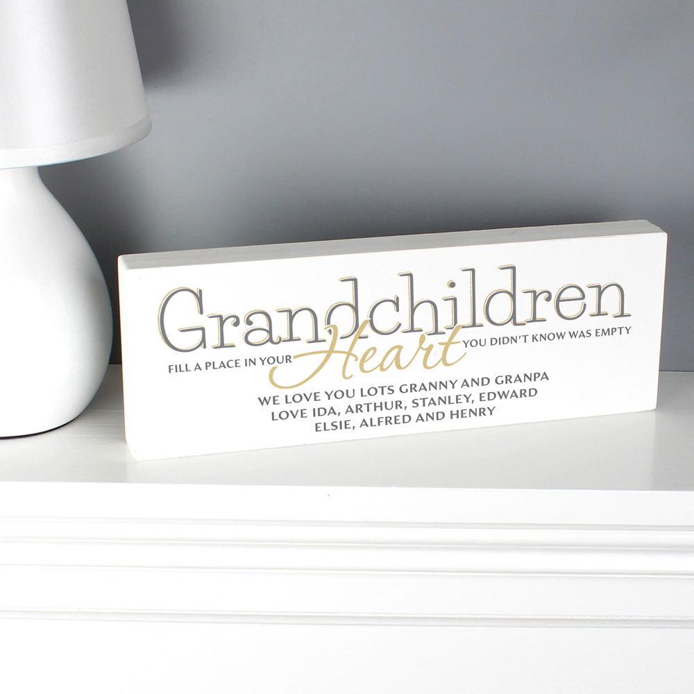 Personalised Memento Personalised Grandchildren Wooden Mantel Decoration Image 2