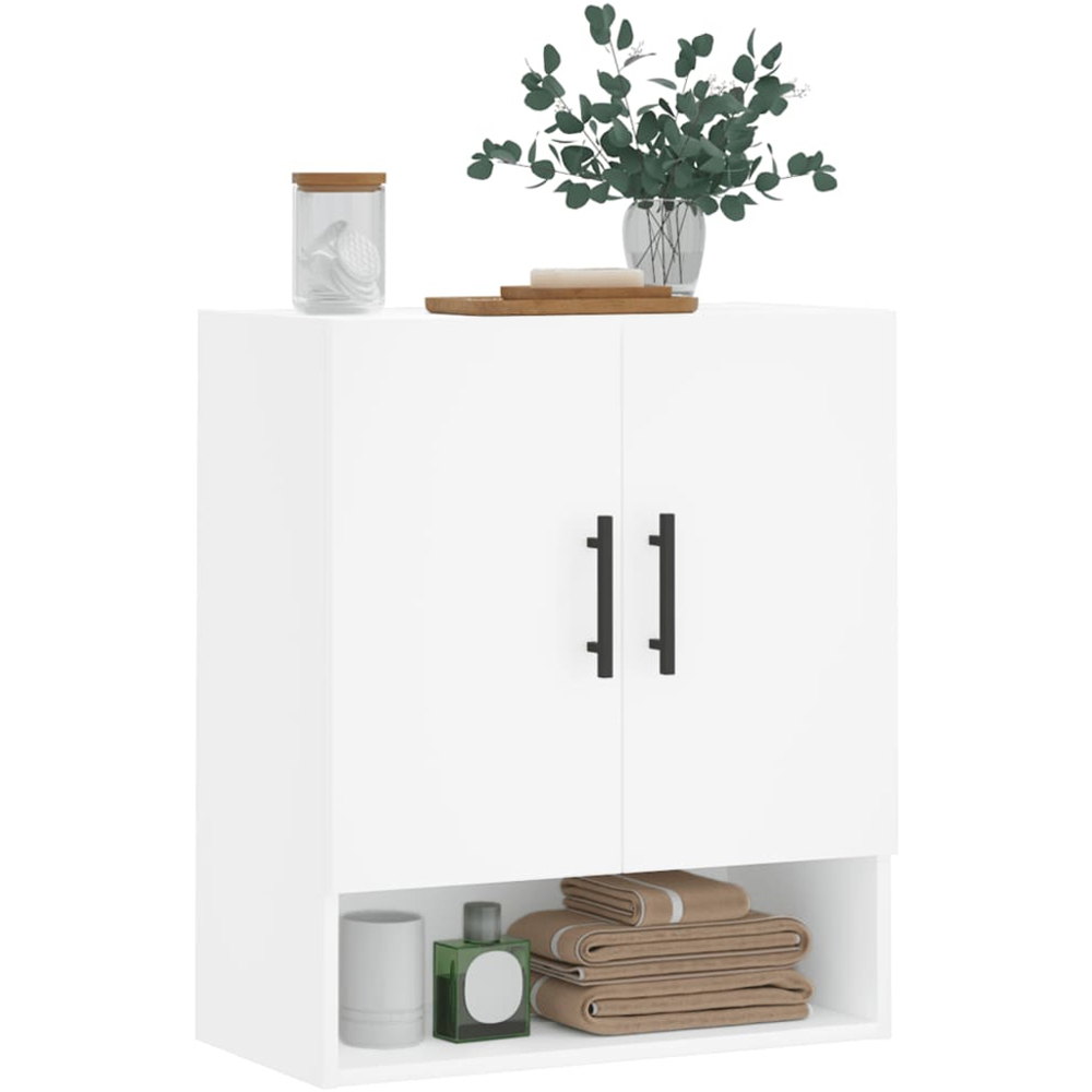 vidaXL 2 Door Single Shelf White Wall Cabinet Image 3