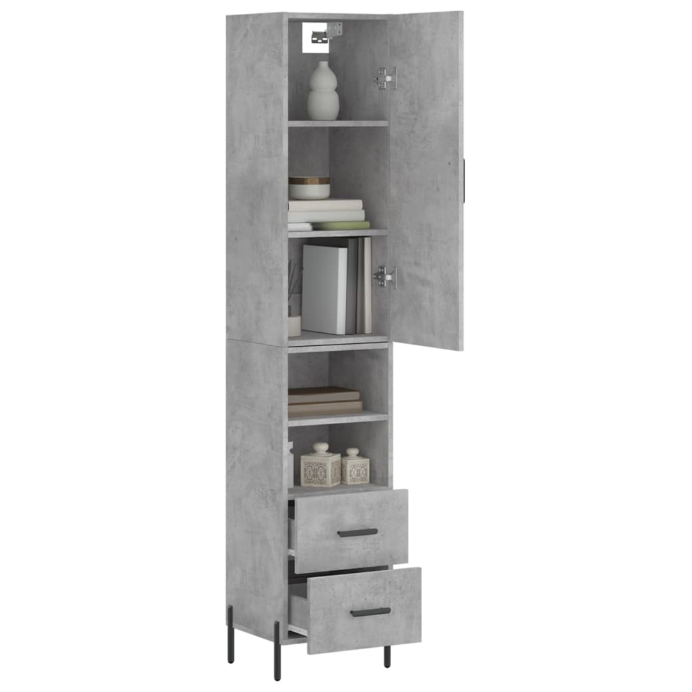 vidaXL Single Door 2 Drawer 2 Shelf Concrete Grey Highboard Image 3