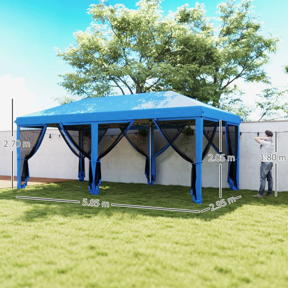 Outsunny 6 x 3m Blue Canopy Tent with 6 Removable Sidewalls Image 9
