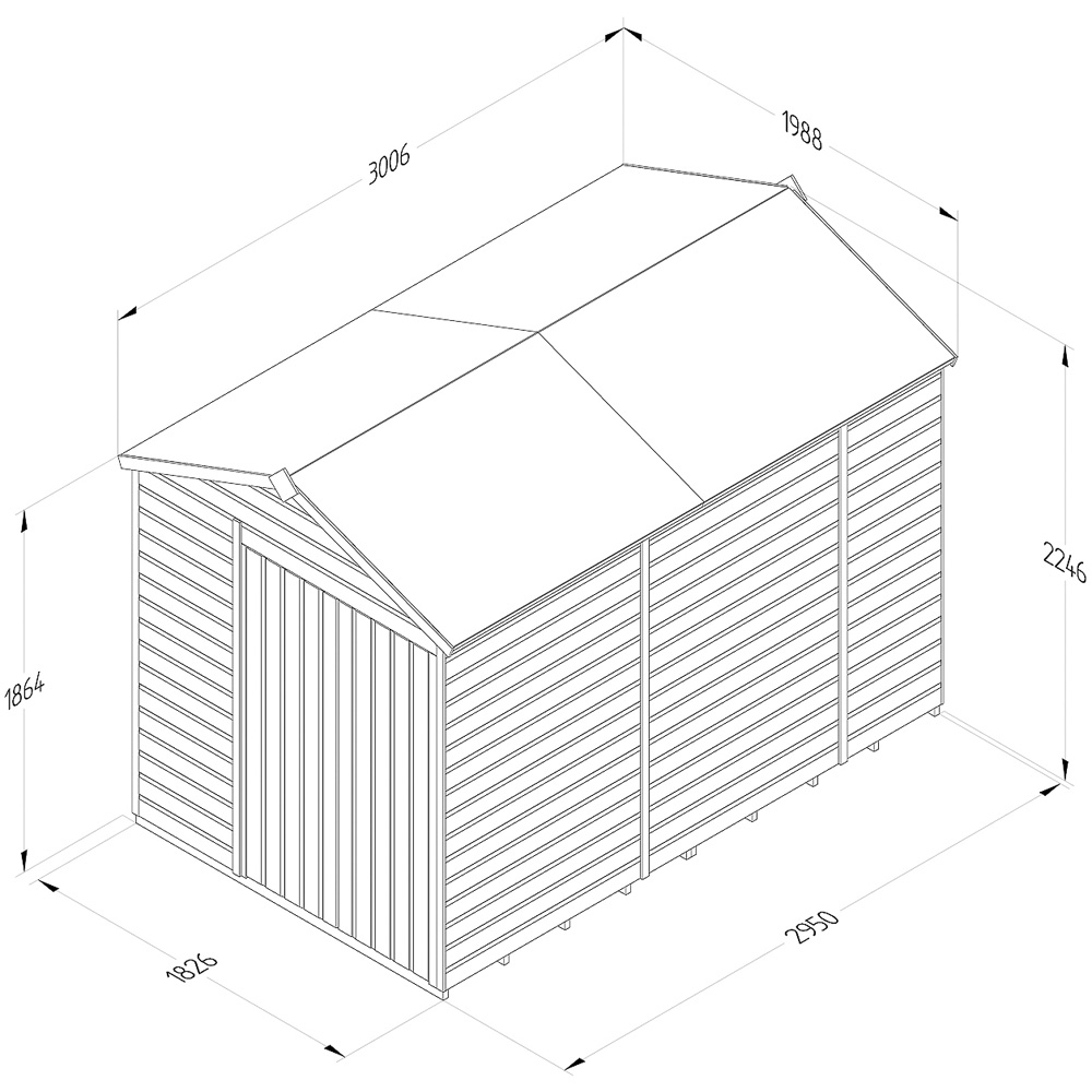 Forest Garden Beckwood 6 x 10ft Double Door Shiplap Apex Shed Image 9