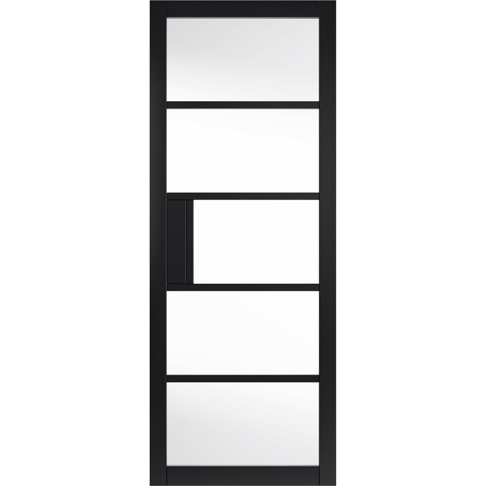 JB Kind Metro Urban Industrial Black Clear Glass Internal Door 1981 x 762mm Image 1