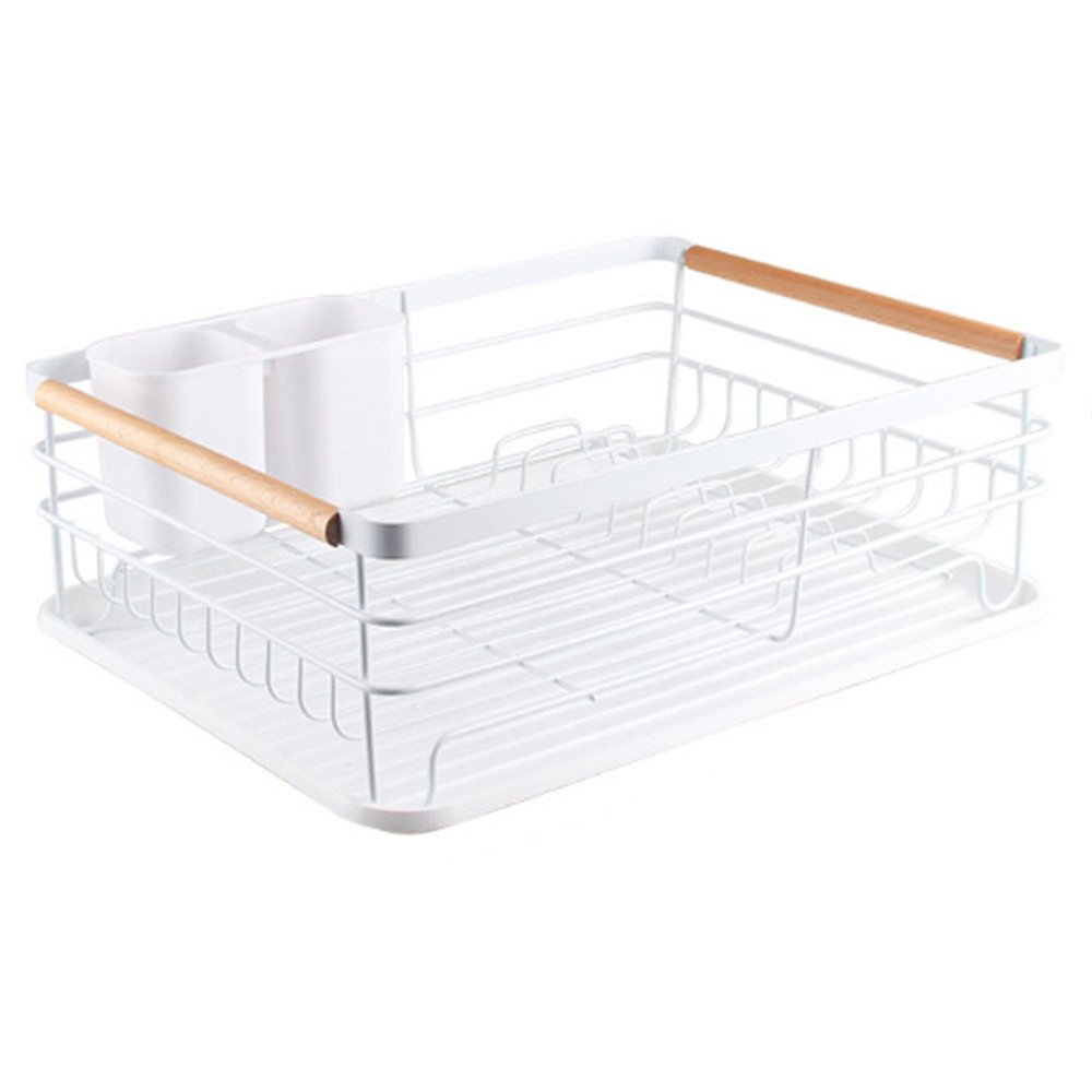 Living And Home WH0780 White Metal Dish Rack With Removable Tray Image 1