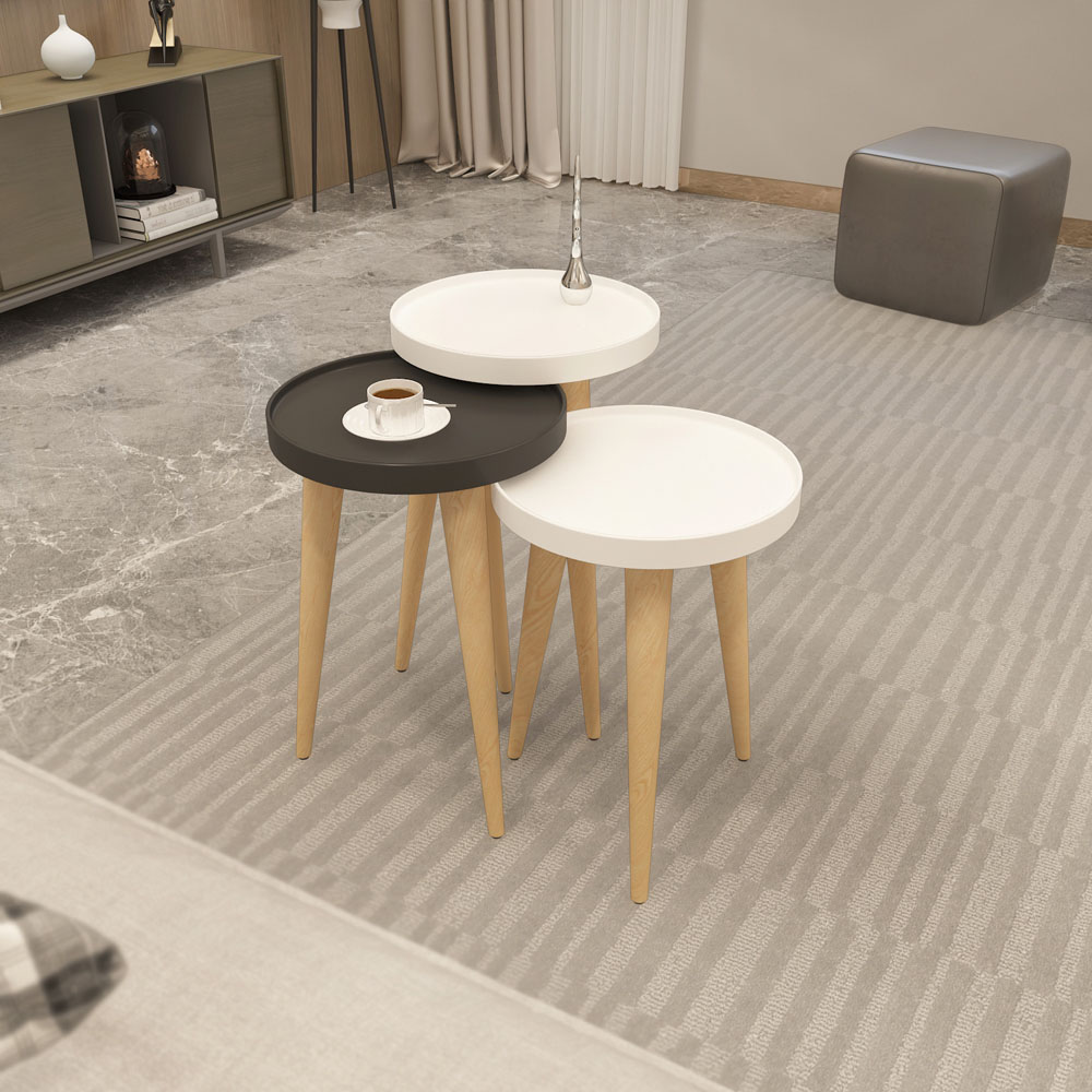 Decorotika Piscina White and Anthracite Nest of Coffee Tables Set of 3 Image 4