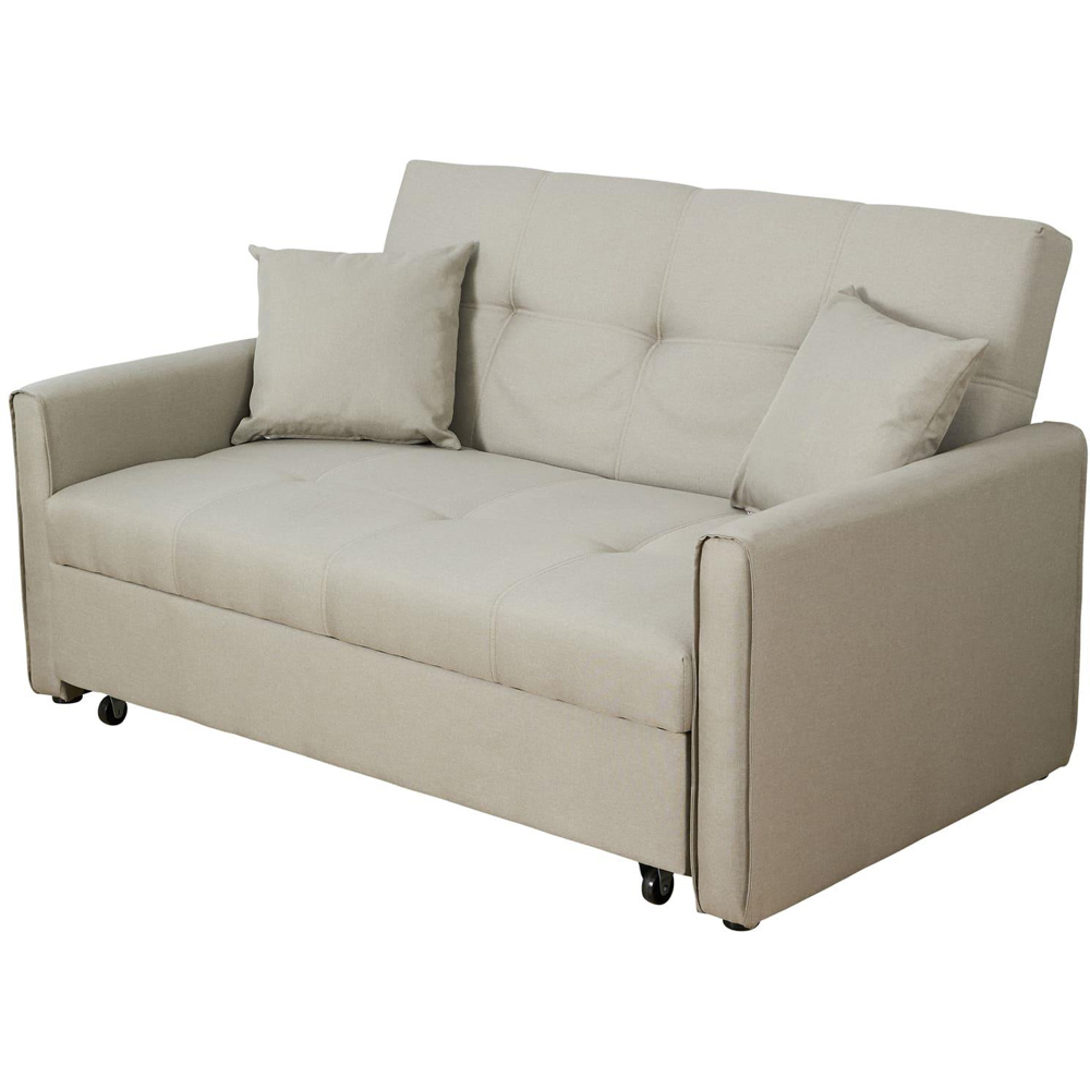 Home Source Charleston 2 Seater Beige Linen Sofa Bed Image 7