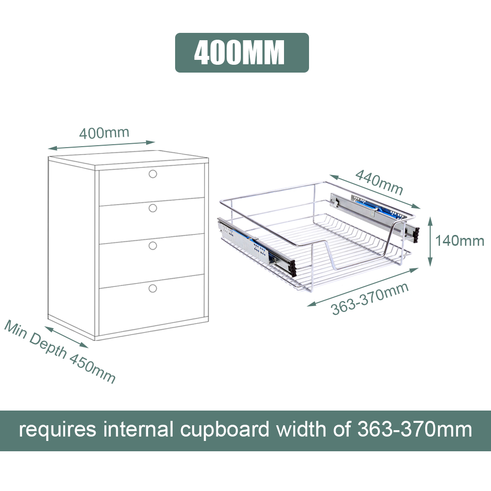 Living and Home Metal Sliding Kitchen Basket Cabinet Image 5