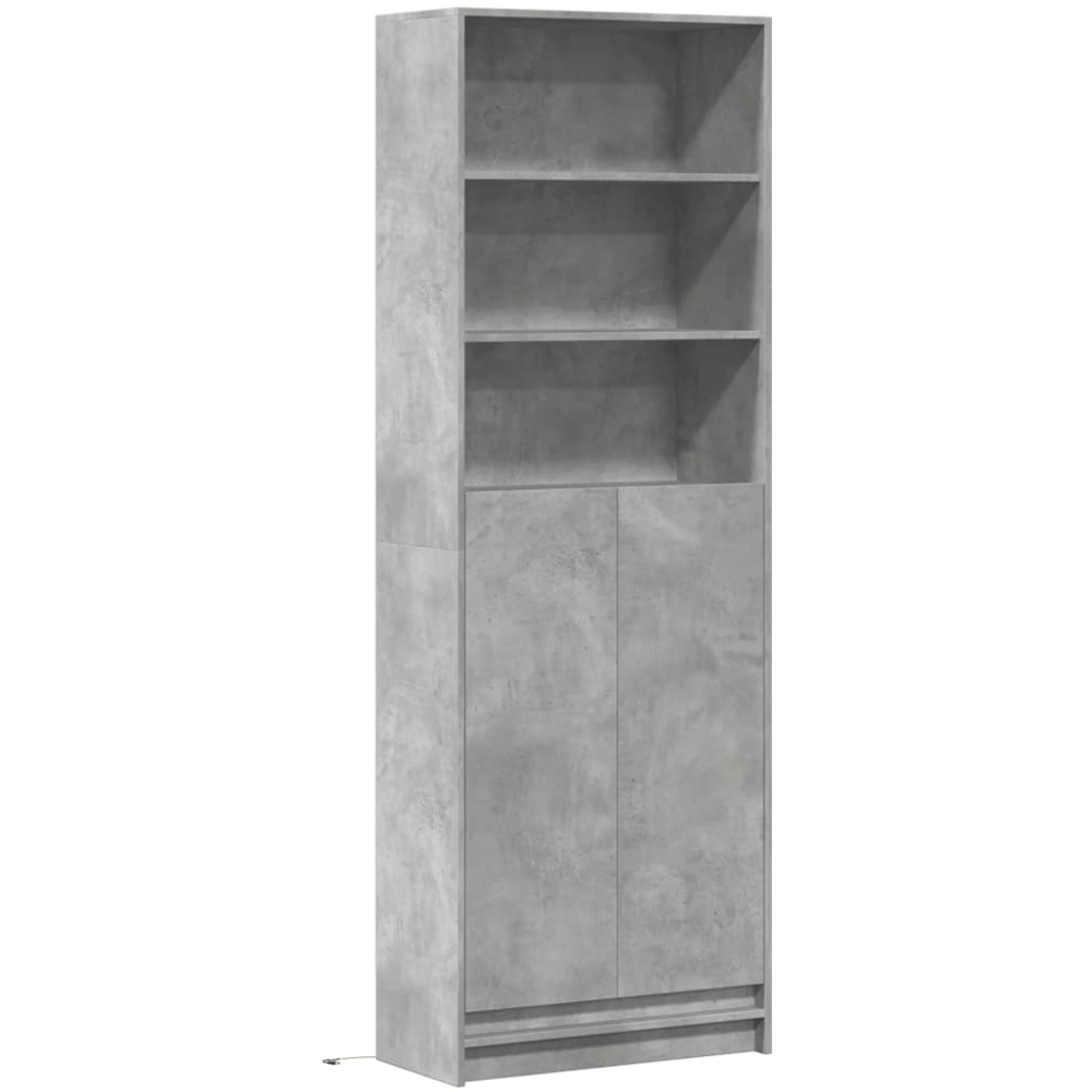 vidaXL 2 Door 3 Shelf Concrete Grey Highboard with LED Lights Image 2