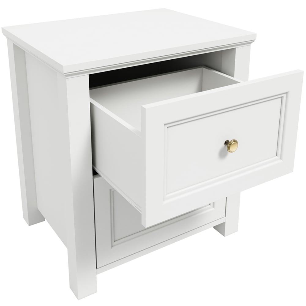 Ives 2 Drawer White Bedside Cabinet Image 5
