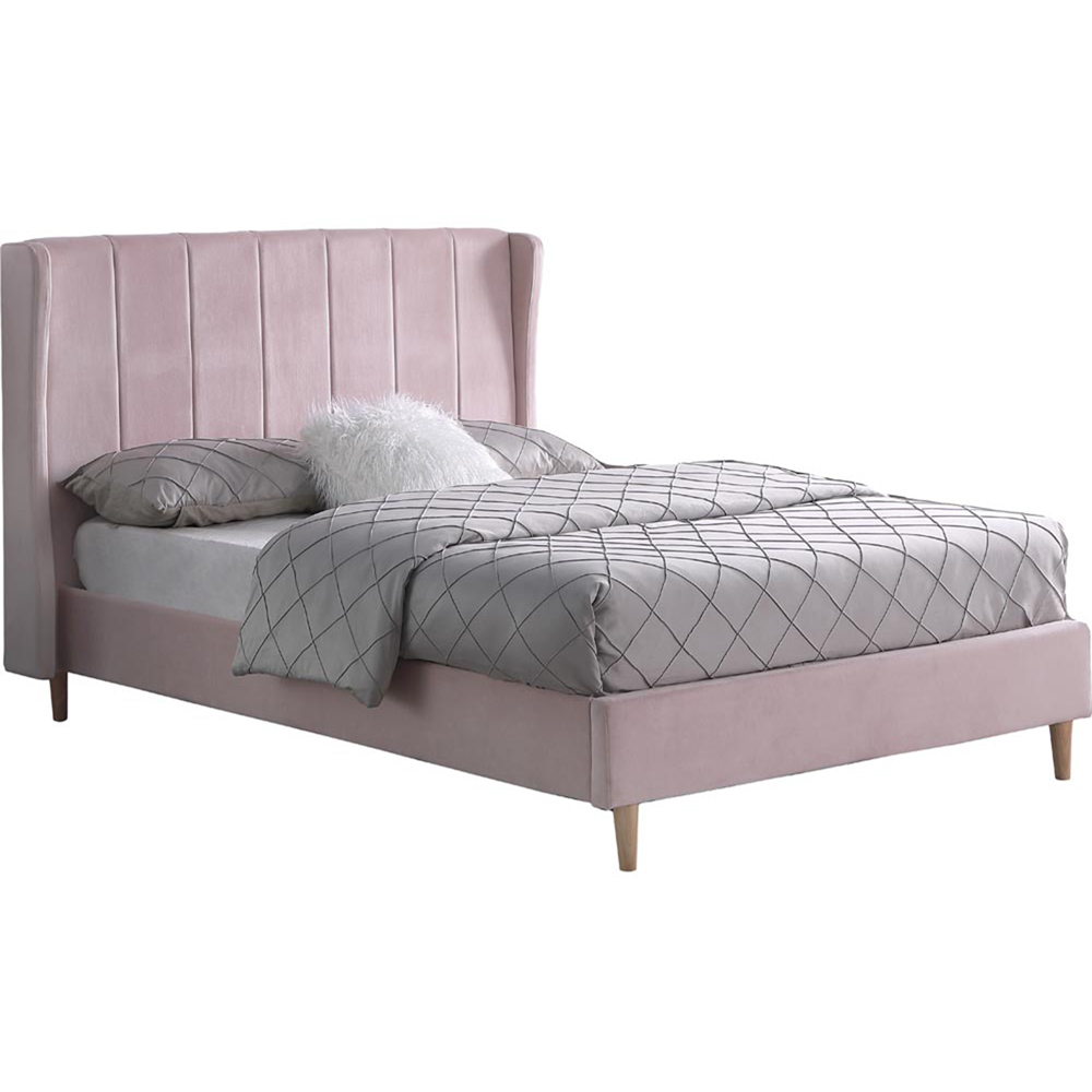 Seconique King Size Amelia Pink Velvet Bed Frame Image 2