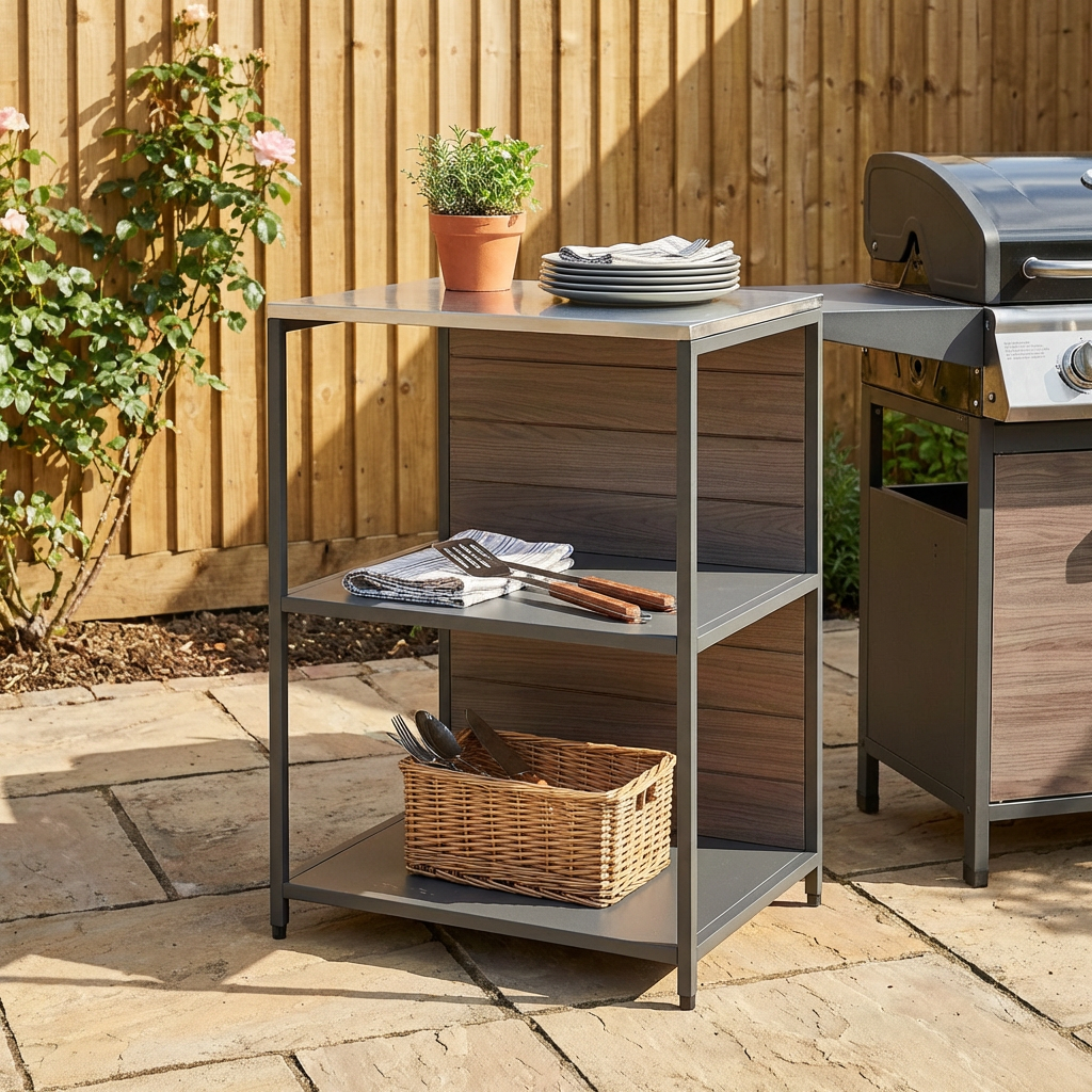 2 Shelf Natural Fleetwood Outdoor Kitchen Storage Rack Image 4