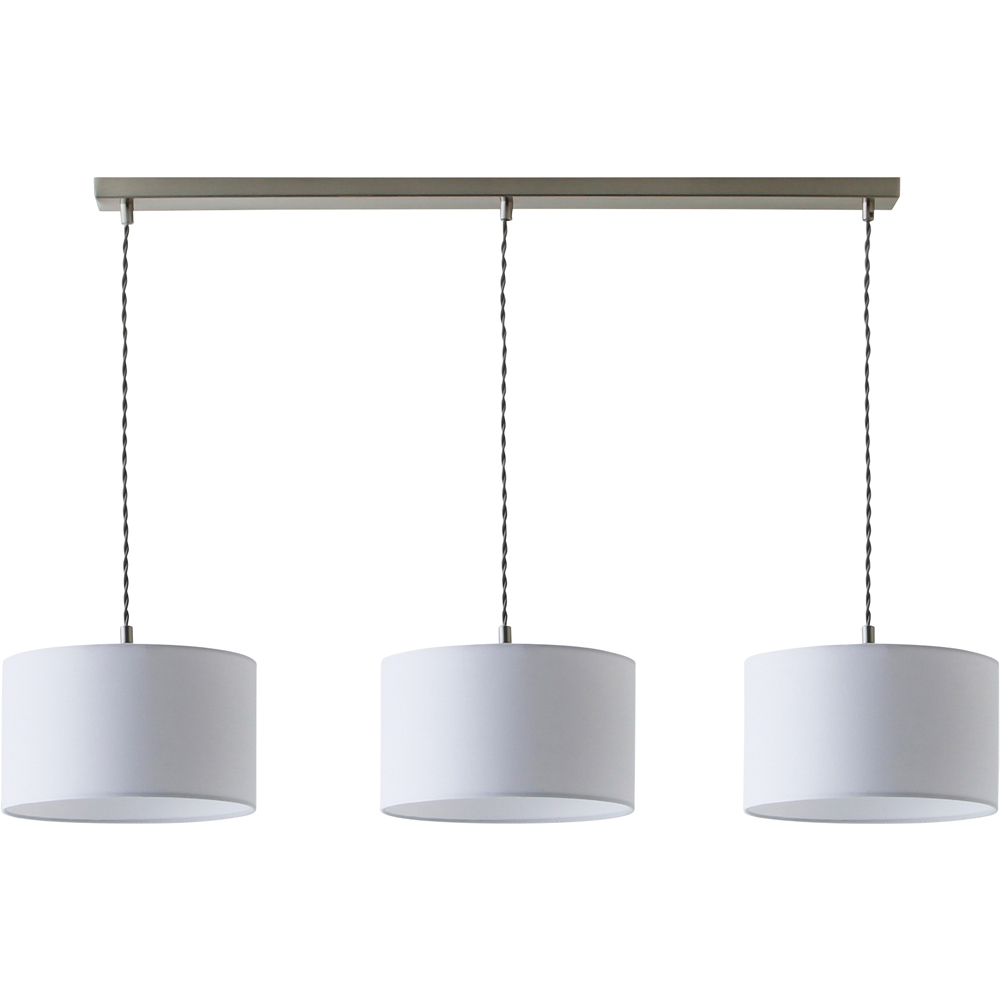 ValueLights Reni White Drum Shade 3 Drop Bar Chrome Diner LED Ceiling Pendant Light Image 1