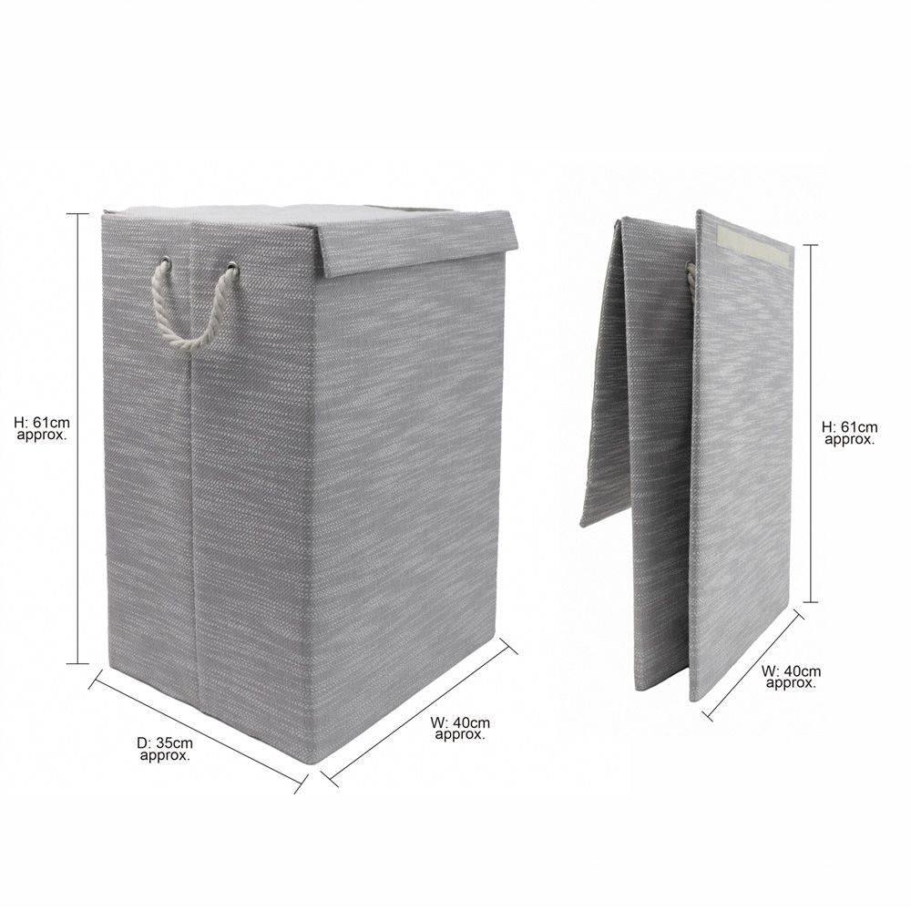 JVL Serena Light Grey Foldable Laundry Hamper with Lid Image 9
