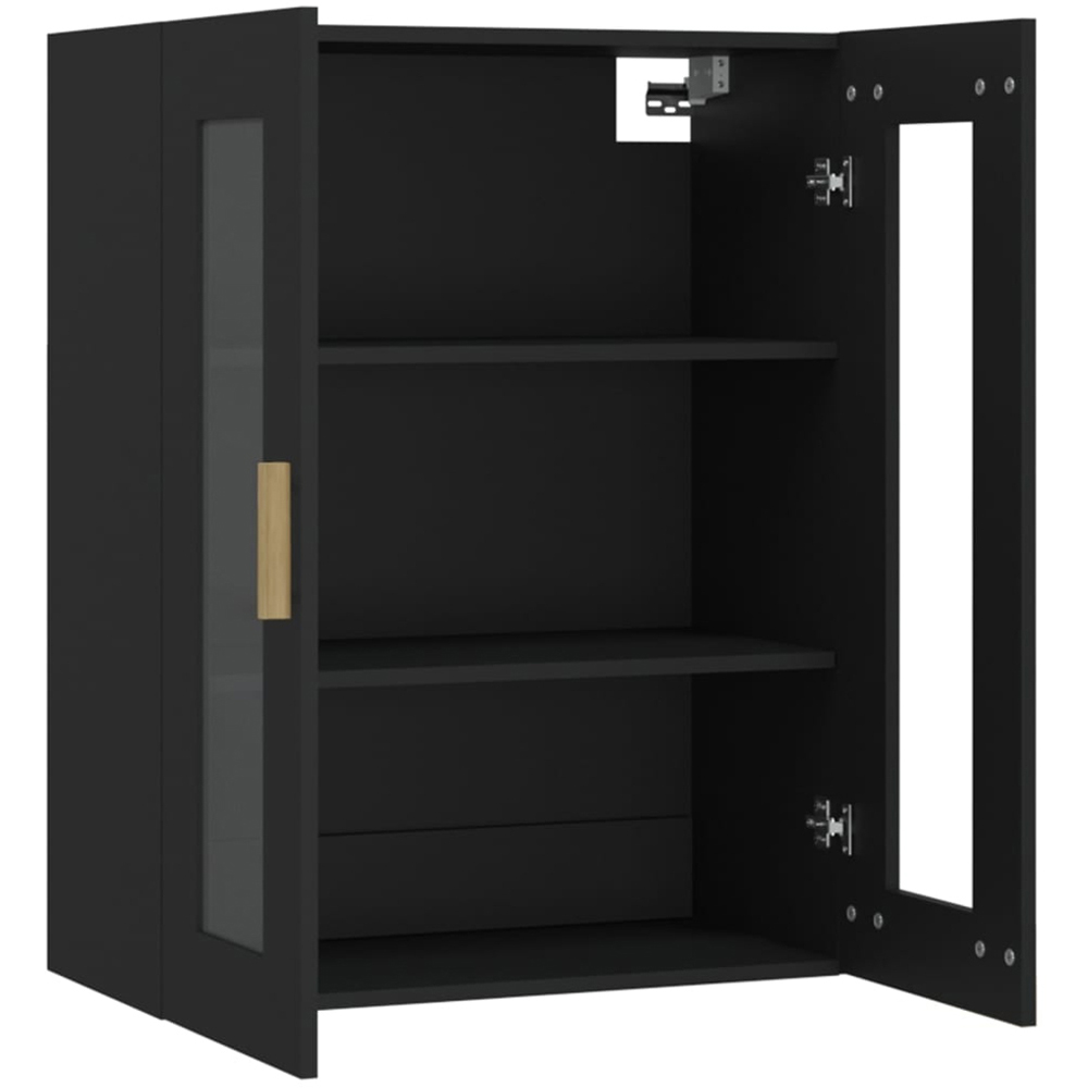 vidaXL 2 Glass Door 3 Shelf Black Hanging Wall Cabinet Image 5
