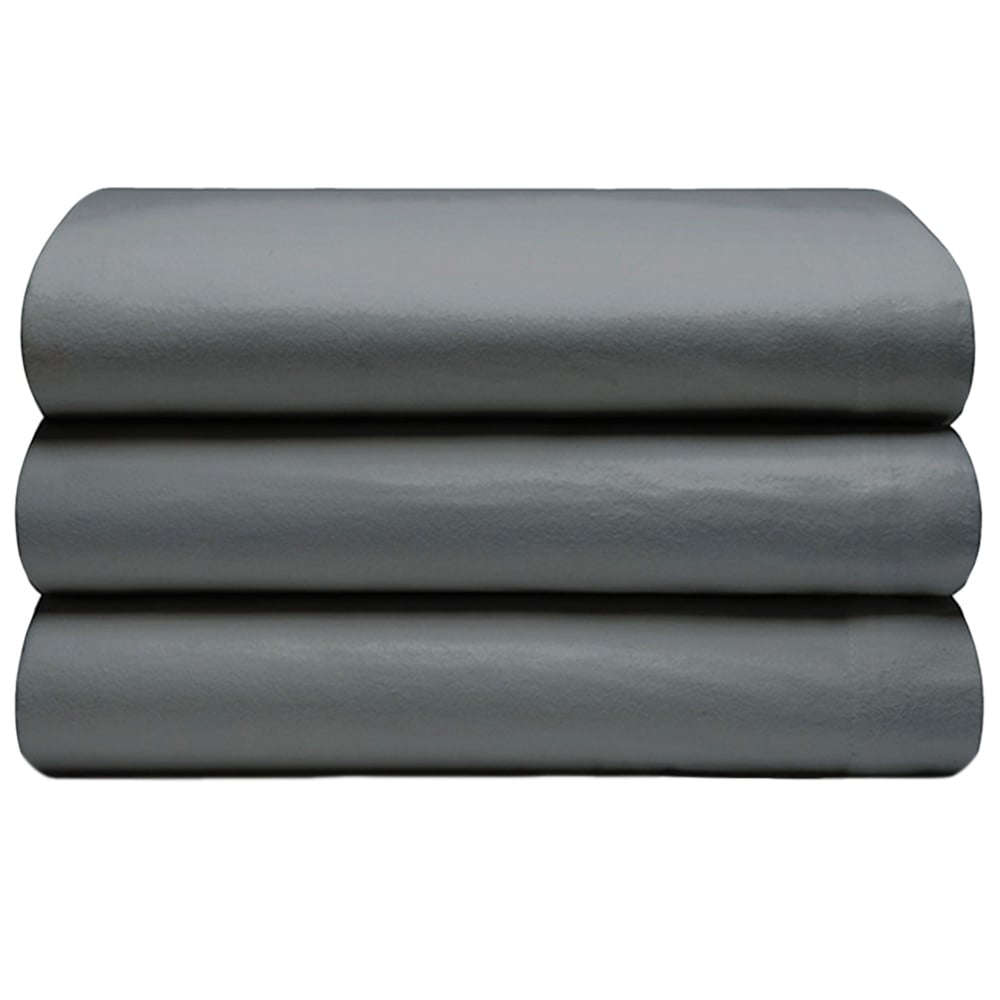 Serene Single Charcoal Brushed Cotton Flat Bed Sheet Image 1