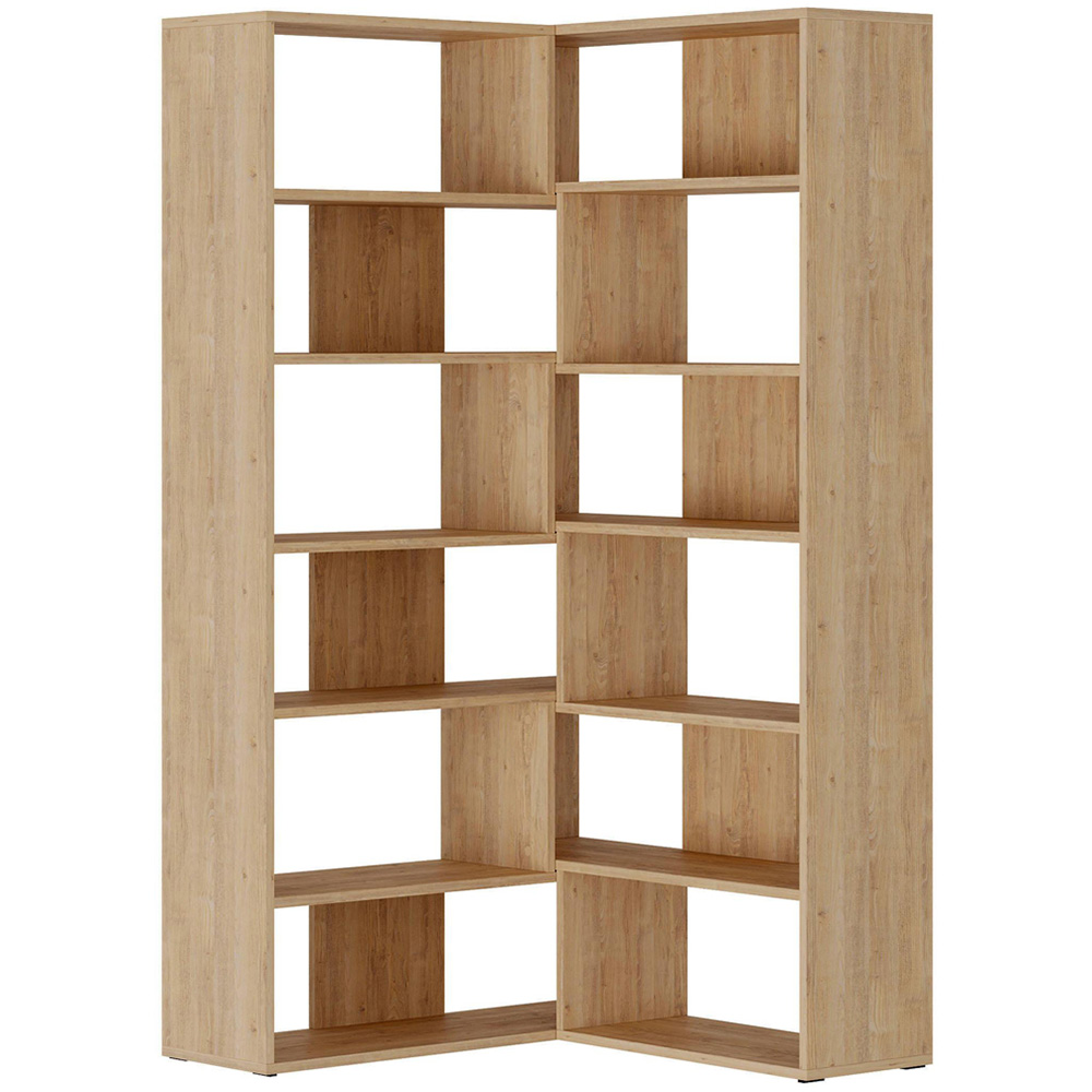 Decortie Molly No.4 12 Shelf Oak Tall Corner Bookcase Image 2