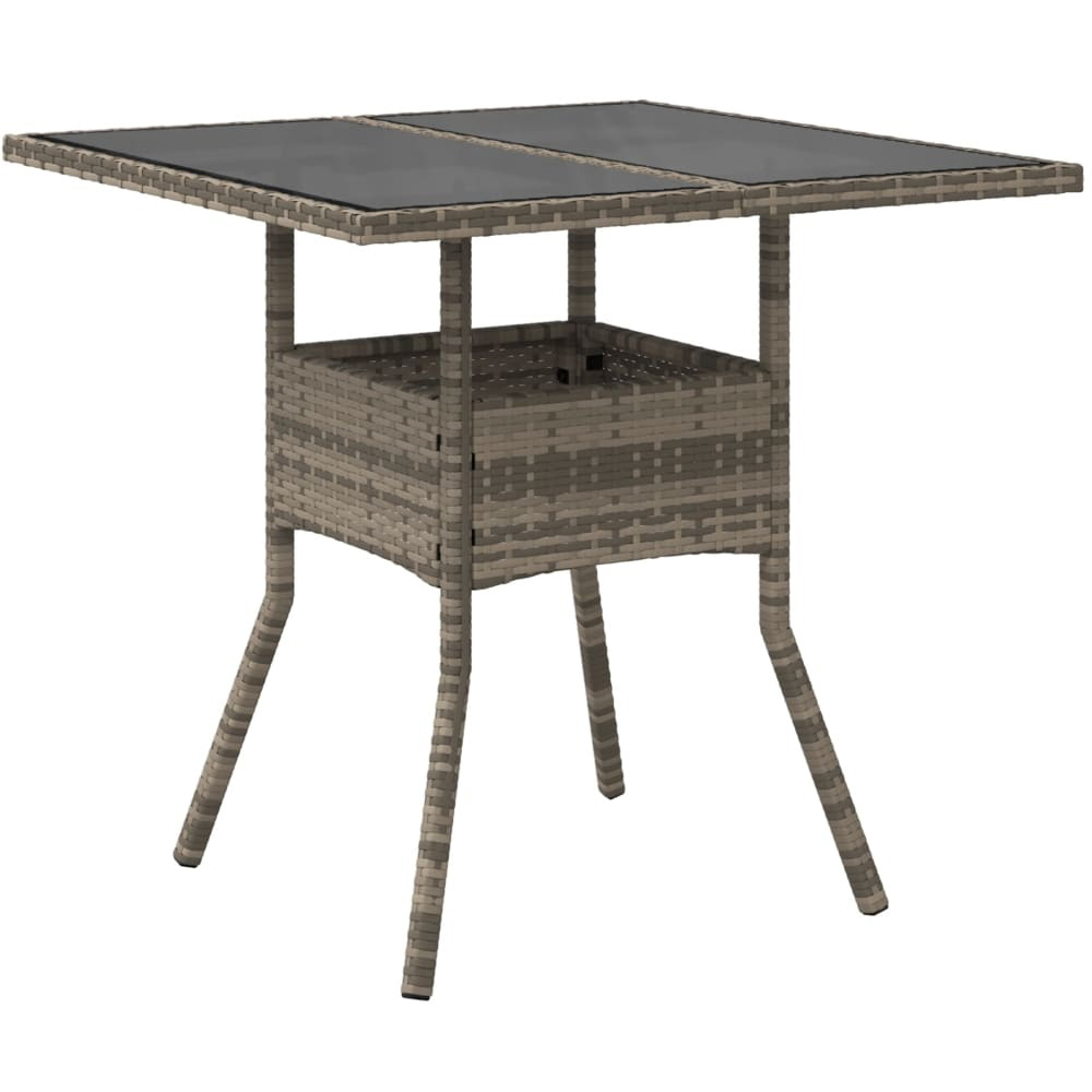 Walplus 2 Seater Grey Poly Rattan Glass Top Garden Dining Table Image 4