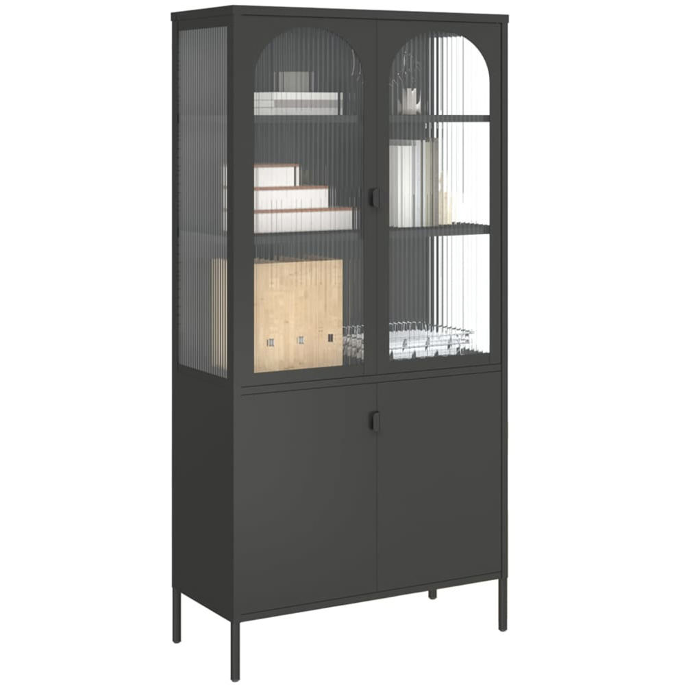 vidaXL 4 Glass and Steel Door Black Highboard Image 4