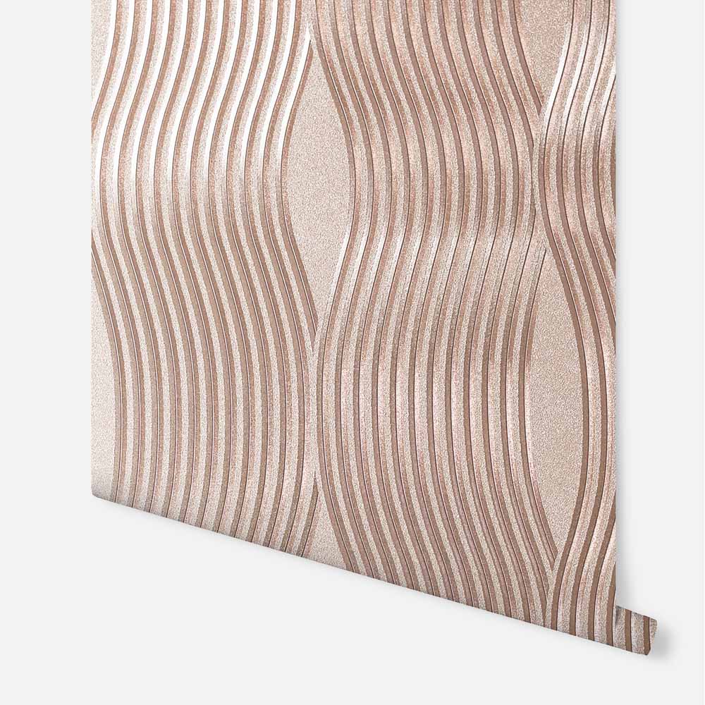 Arthouse Foil Wave Rose Gold Wallpaper Image 2