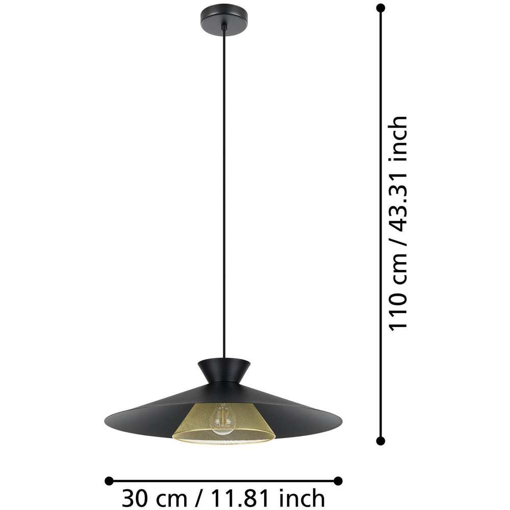 EGLO Grizedale Black and Brass Pendant Light Image 5
