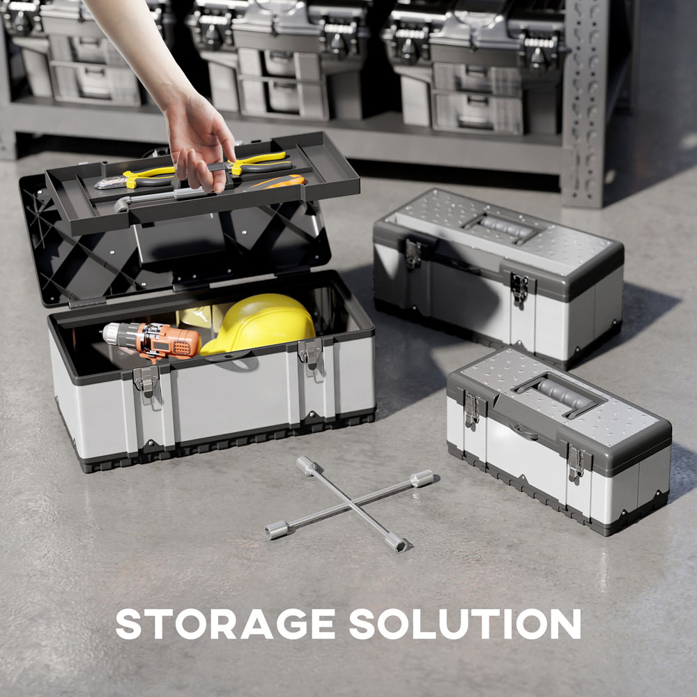 HOMCOM 3 Pieces Stainless Steel Tool Box Image 6