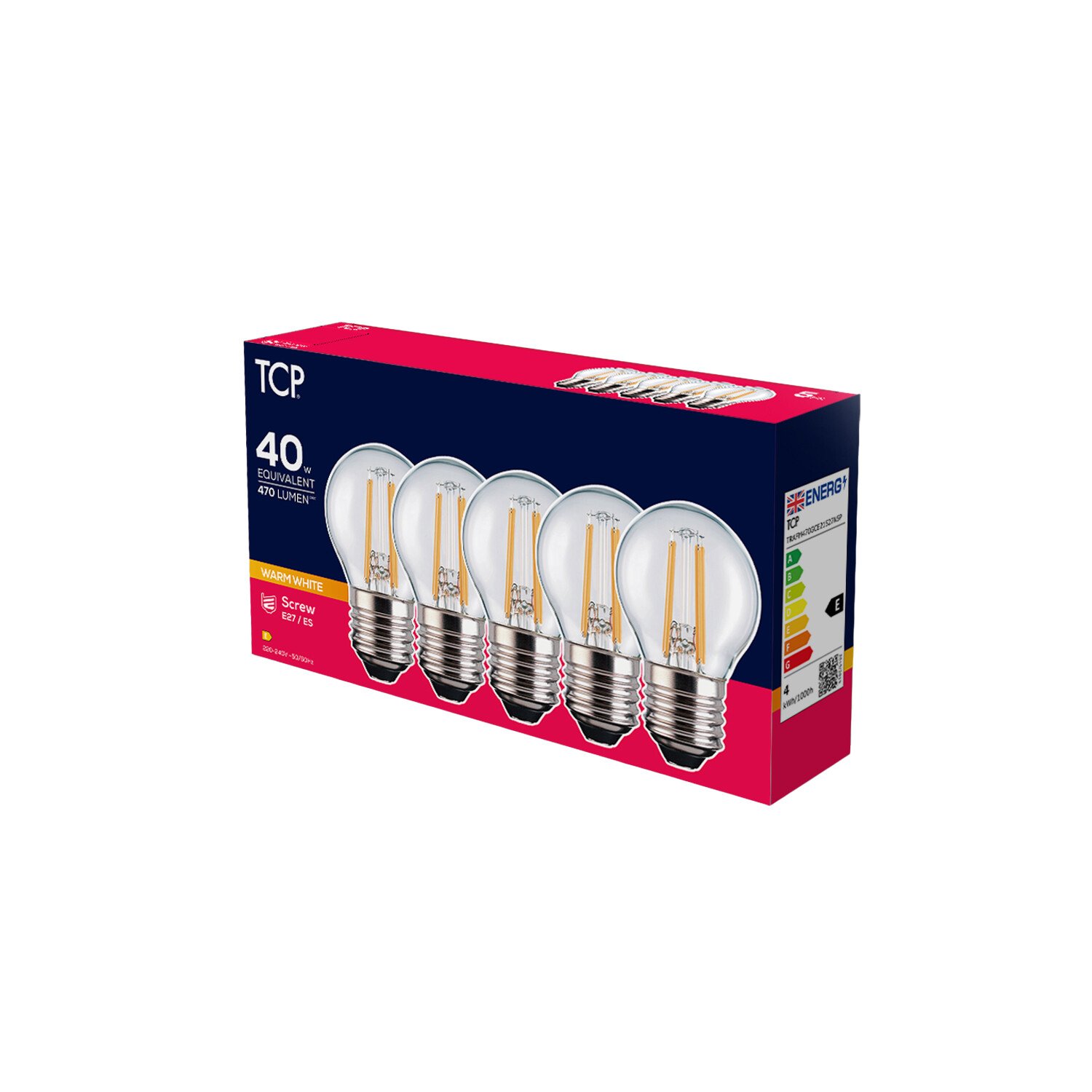TCP Filament Mini Globe 470L E27 Bulbs Warm White Image 1