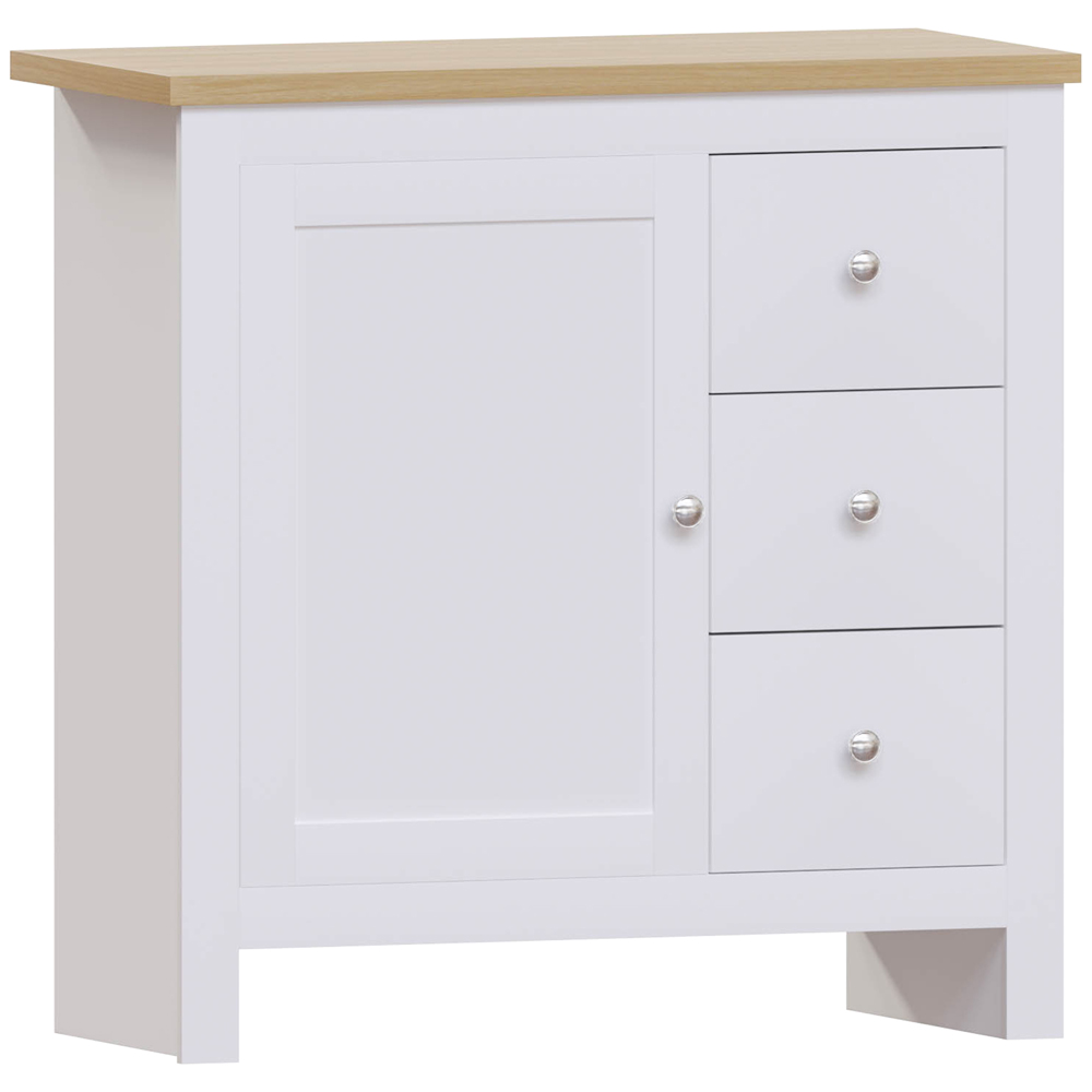 Vida Designs Arlington Single Door 3 Drawer White Sideboard Image 2
