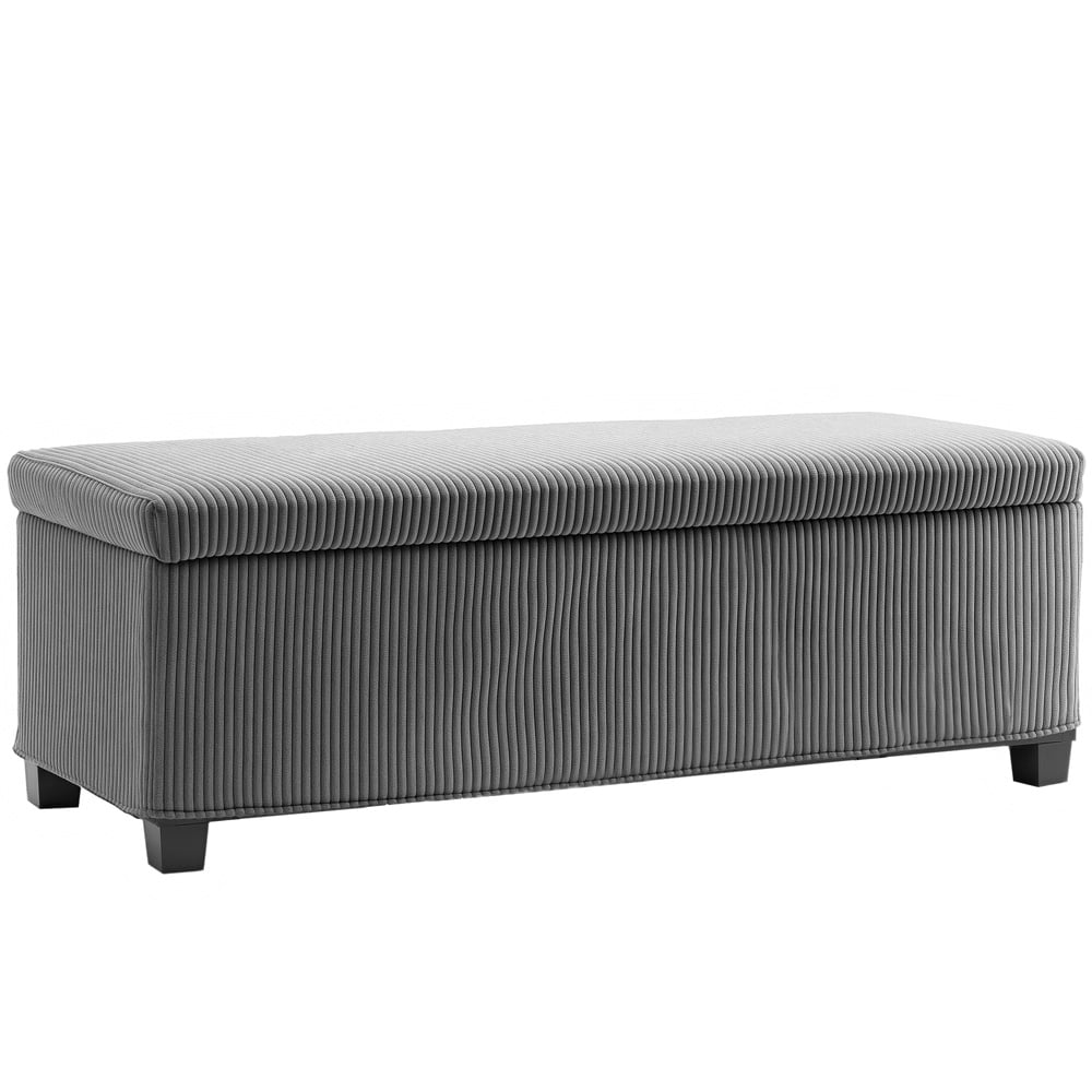 HOMCOM Grey Ottoman Storage Chest and Bench with Lid Image 2
