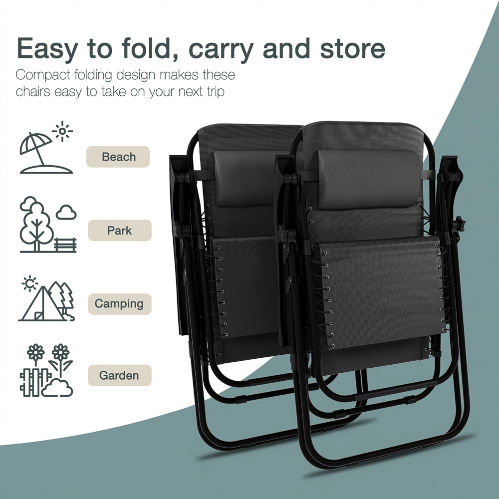 GARDEN VIDA Set of 2 Grey Zero Gravity Chair Image 7