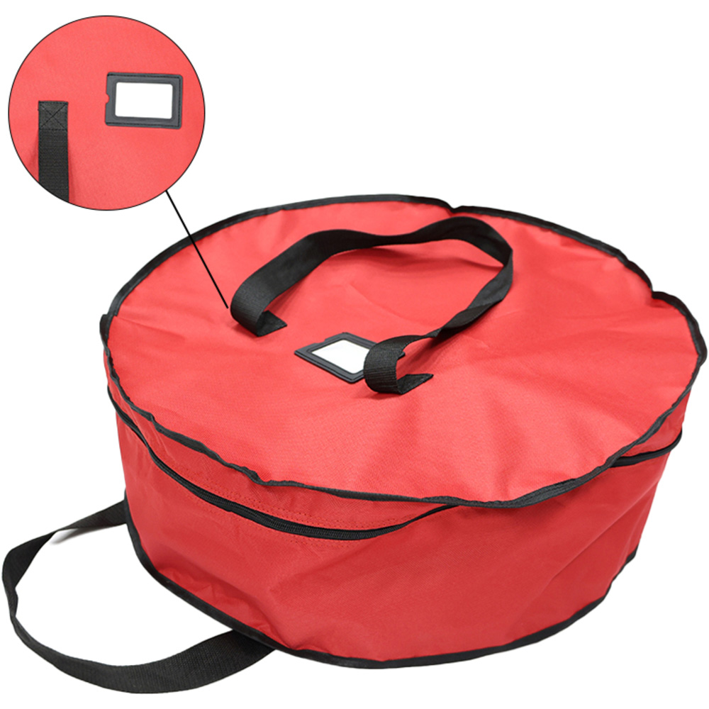 Festive Christmas Red Linen Premium Christmas Wreath Storage Bag Image 5