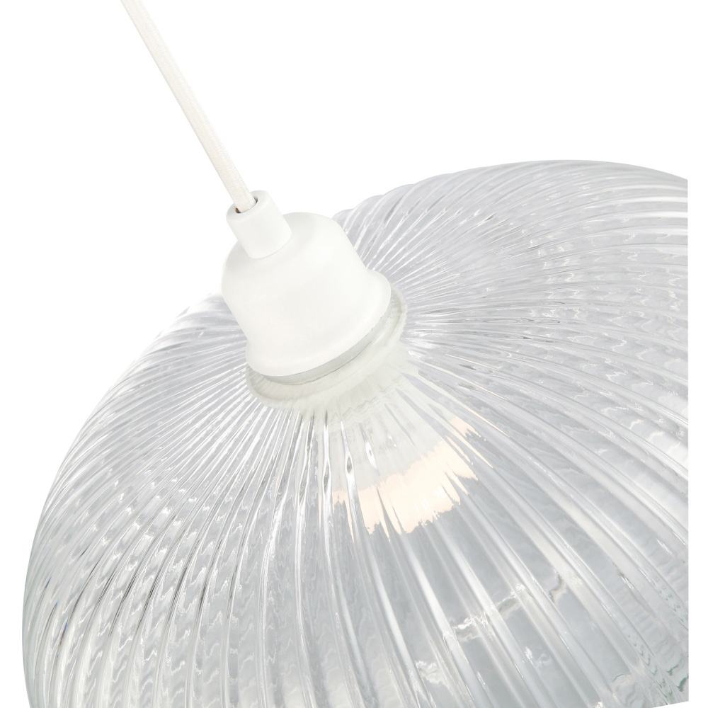 Happy Homewares Designer Clear Transparent Line Ribbed Glass Oval Pendant Shade Image 5