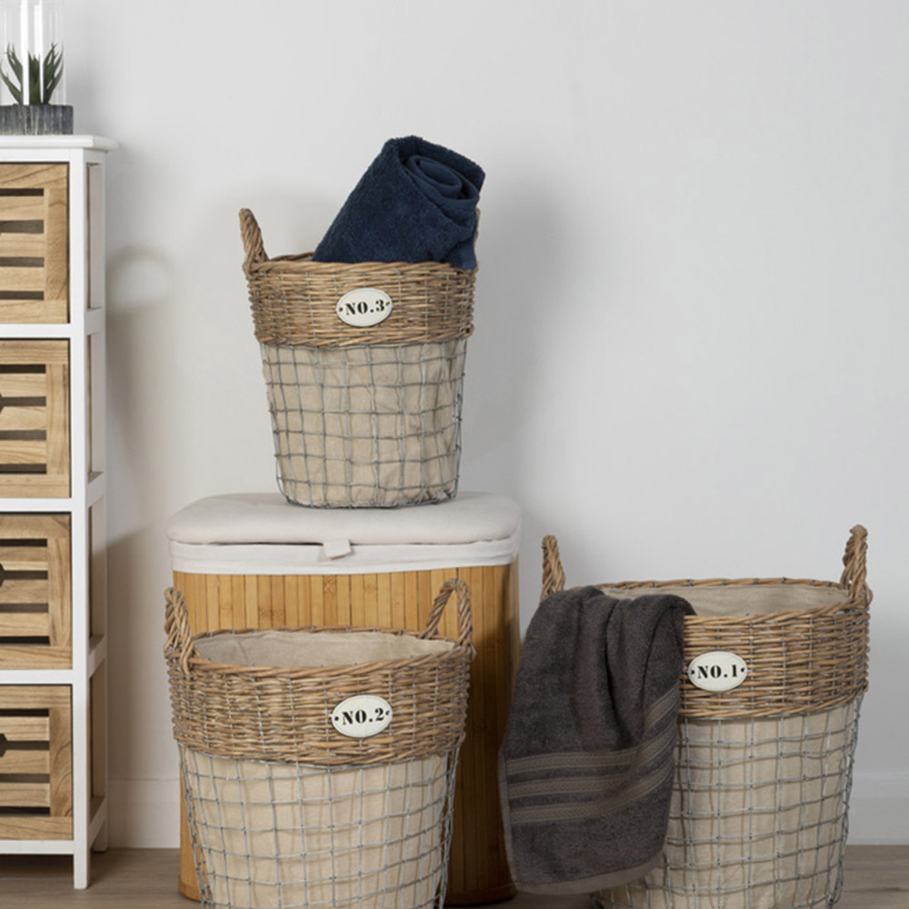 Premier Housewares Lida Round Laundry Baskets Set of 3 Image 2