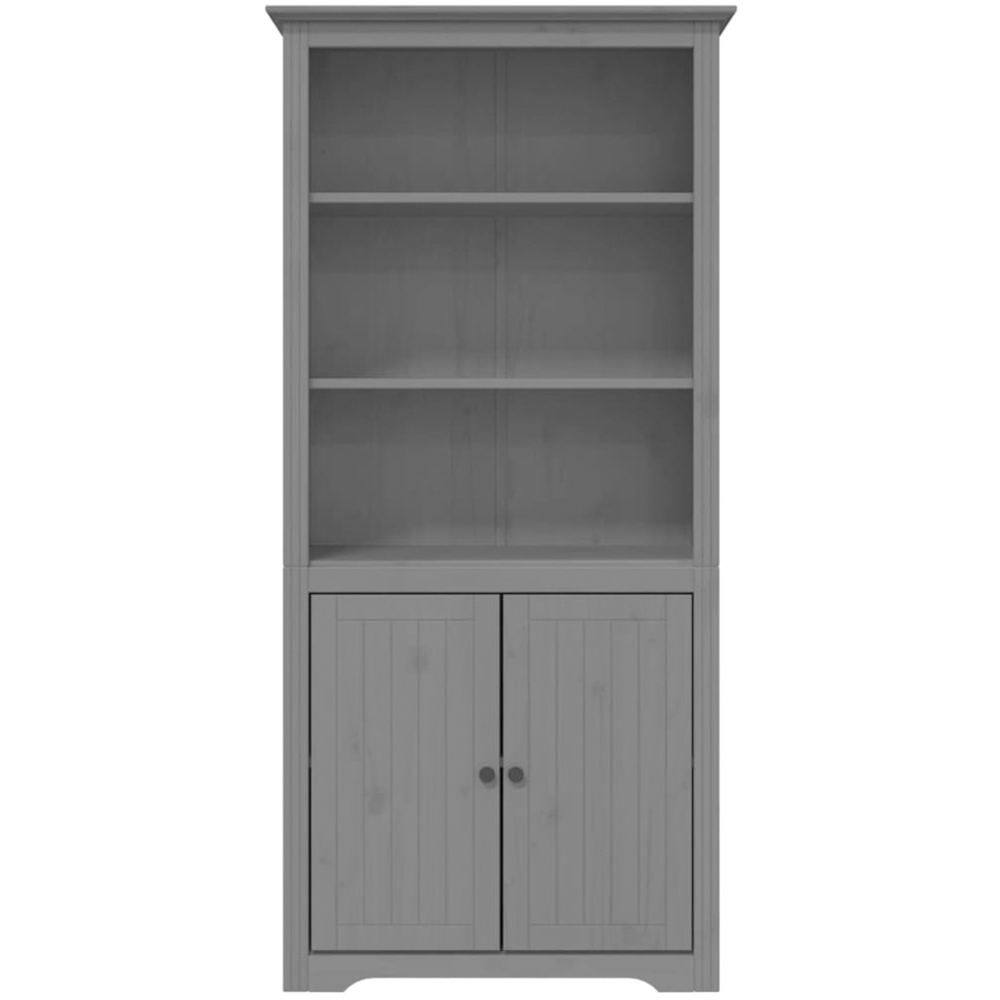 vidaXL 2 Door 3 Shelf Grey Pine Wood Bookcase Image 3