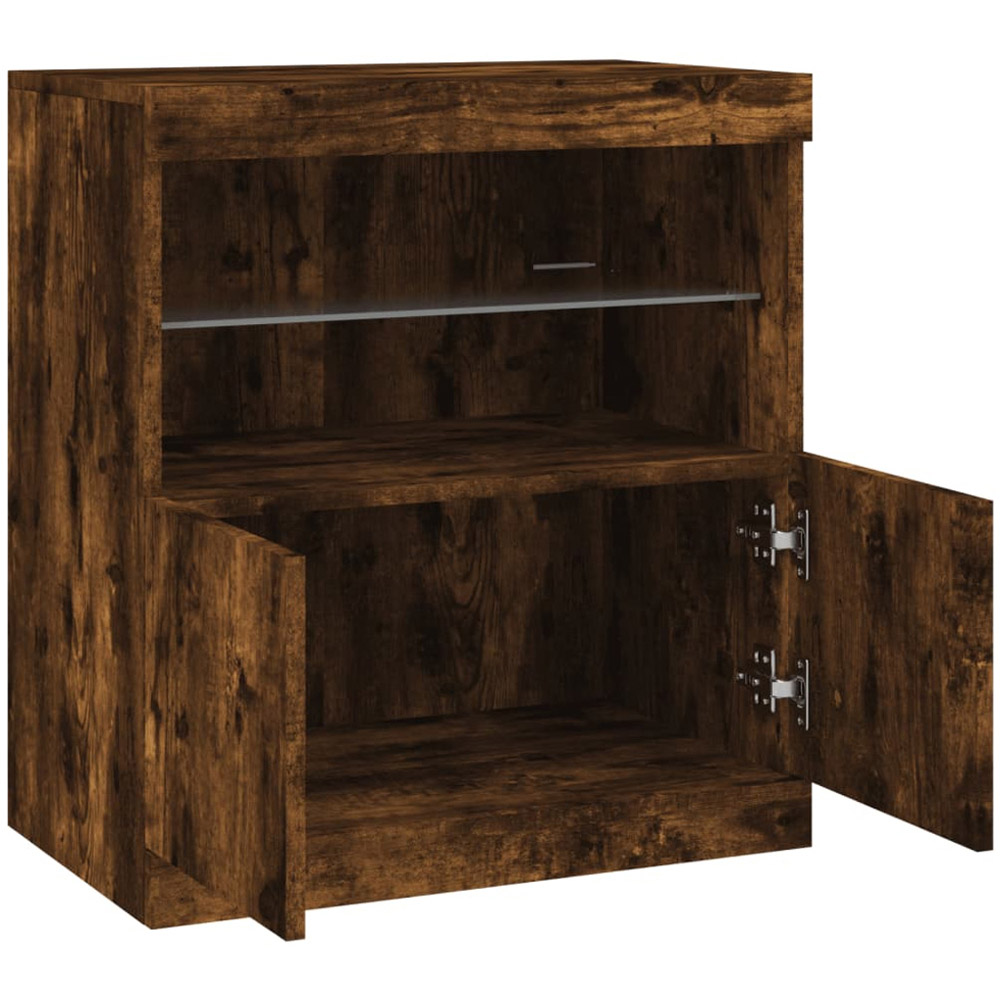 vidaXL 2 Door 2 Shelf Smoked Oak Sideboard with LED Lights Image 7