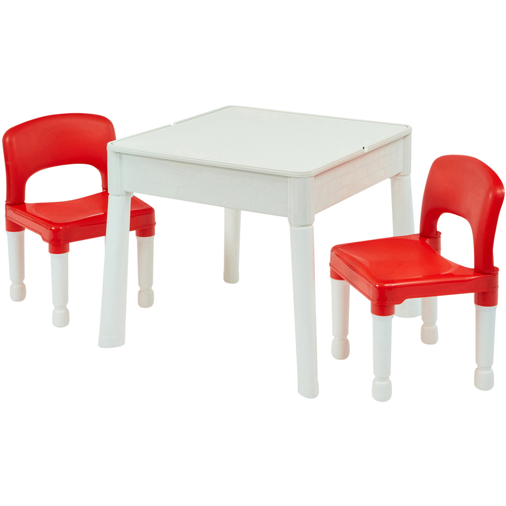 Liberty House Toys Kids 6-in-1 Red and White Activity Table and 2 Chairs Set Image 5