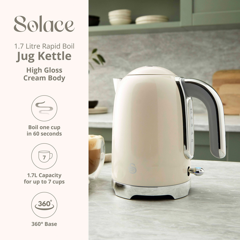 Swan Solace EEJB316 Cream 2 Slice Toaster and 1.7L Kettle Set Image 2