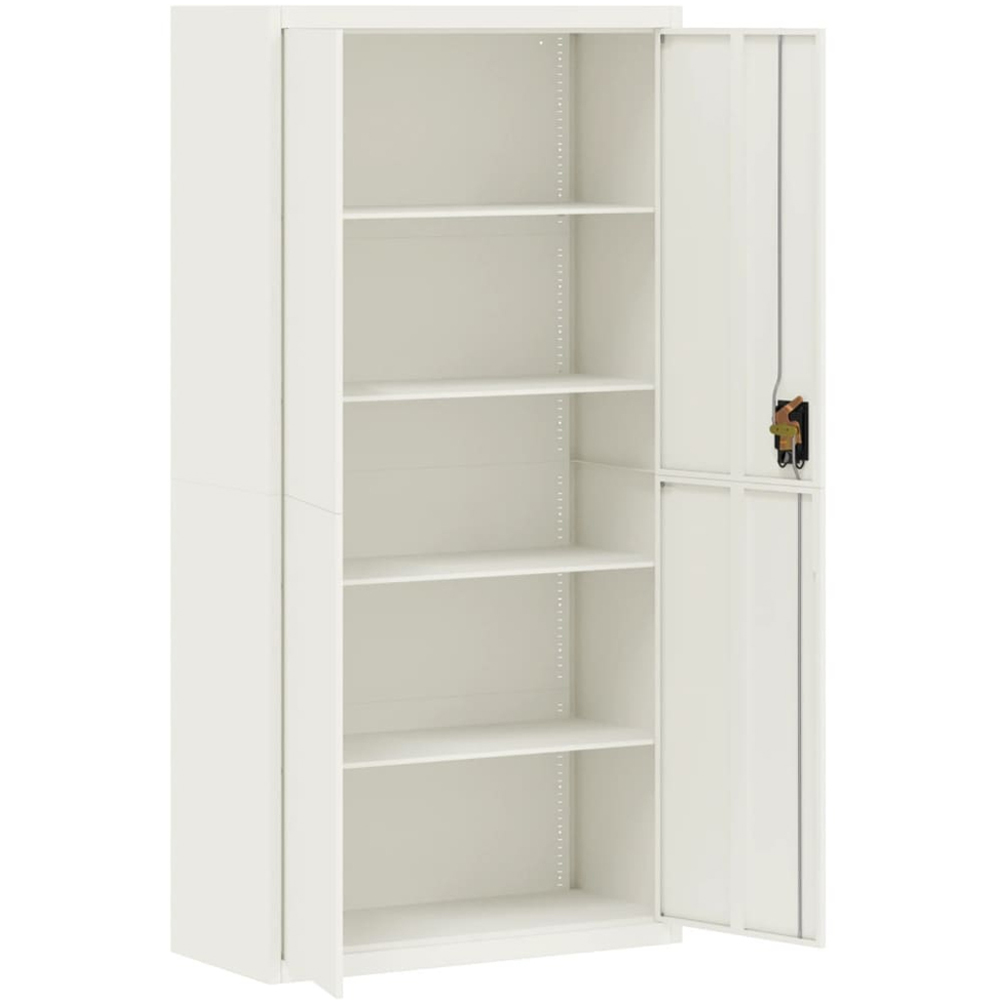 vidaXL 2 Door White Steel Tall File Cabinet Image 4