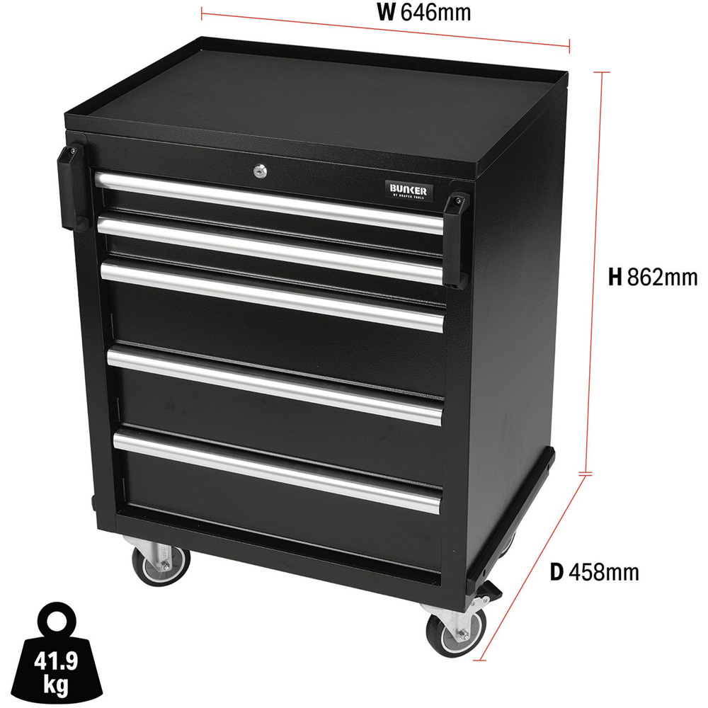 BUNKER 5 Drawer Black Modular Tool Cabinet Image 9