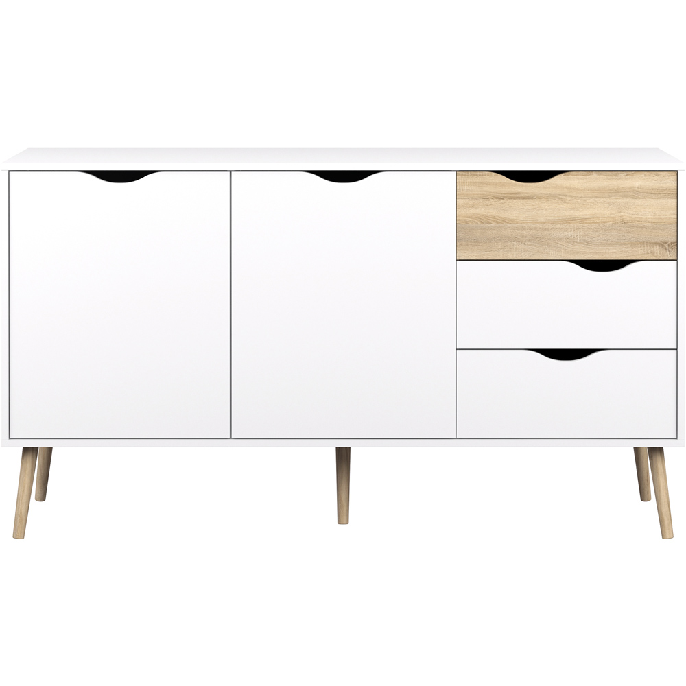 Florence 2 Door 3 Drawer White and Oak Sideboard Image 3