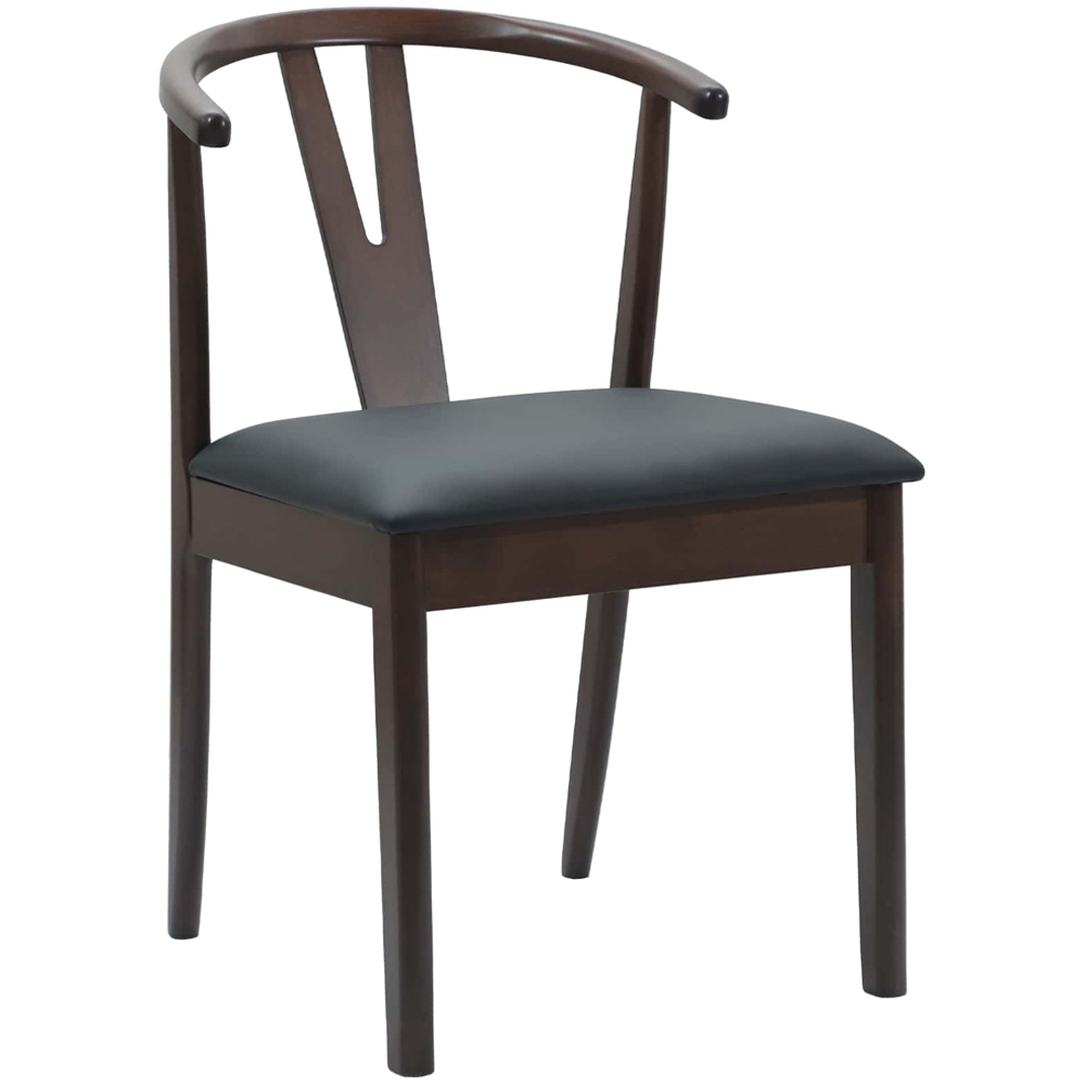 vidaXL Set of 2 Light Brown and Black Rubberwood Dining Chairs Image 2