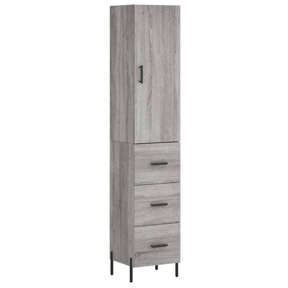 vidaXL Single Door 3 Drawer Grey Sonoma Highboard Image 2