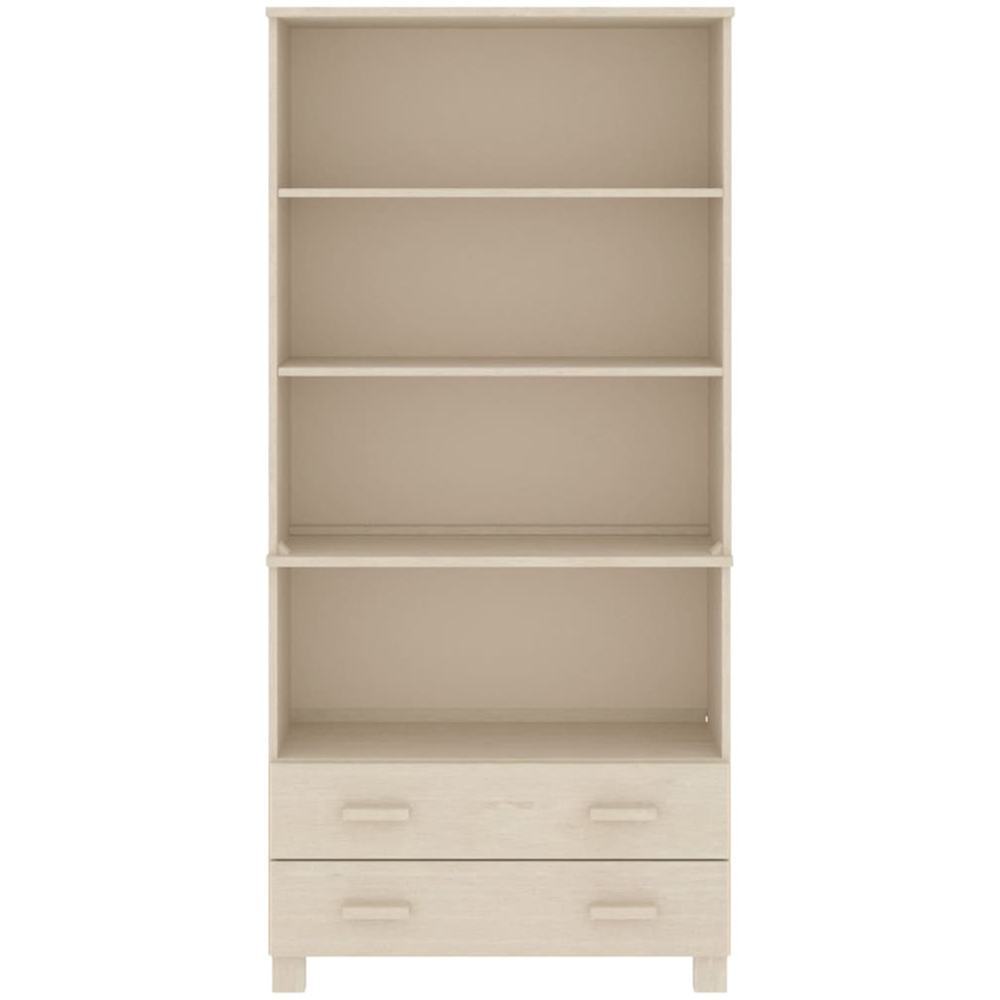 vidaXL 2 Drawer 4 Shelf Honey Brown Solid Pine Wood Highboard Image 3